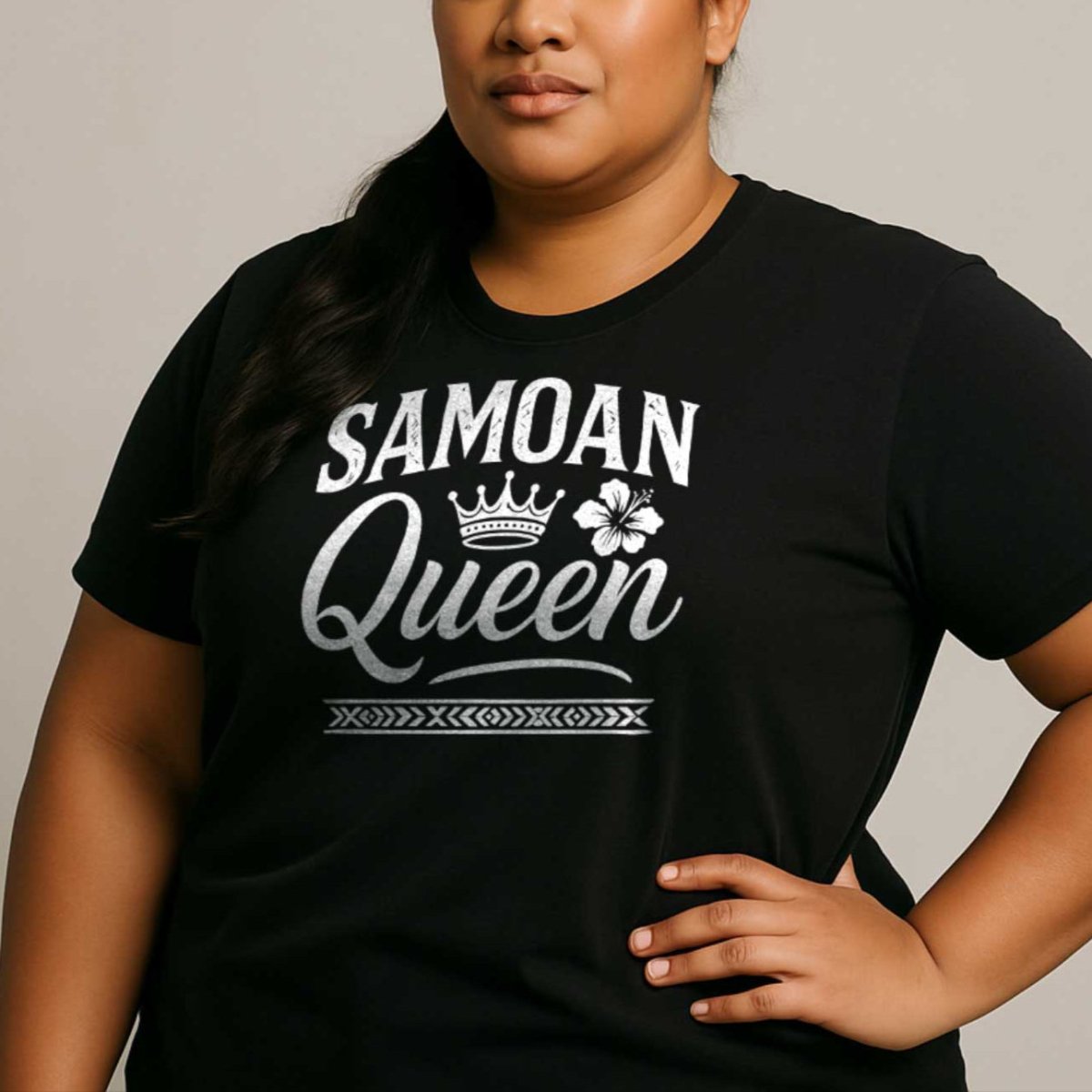 Charcoal soft unisex T-shirt featuring a Samoan Queen design from The Print Bar, perfect for casual wear and cultural expression.