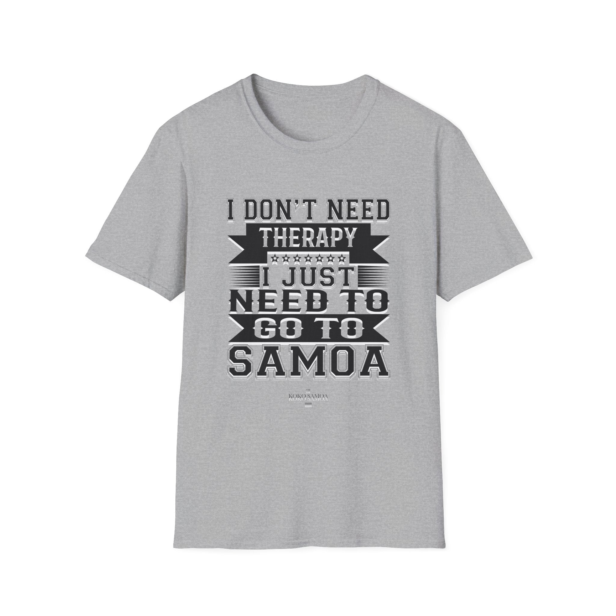 Charcoal unisex soft tee featuring Samoan Therapy design, perfect for casual wear in AU/NZ.