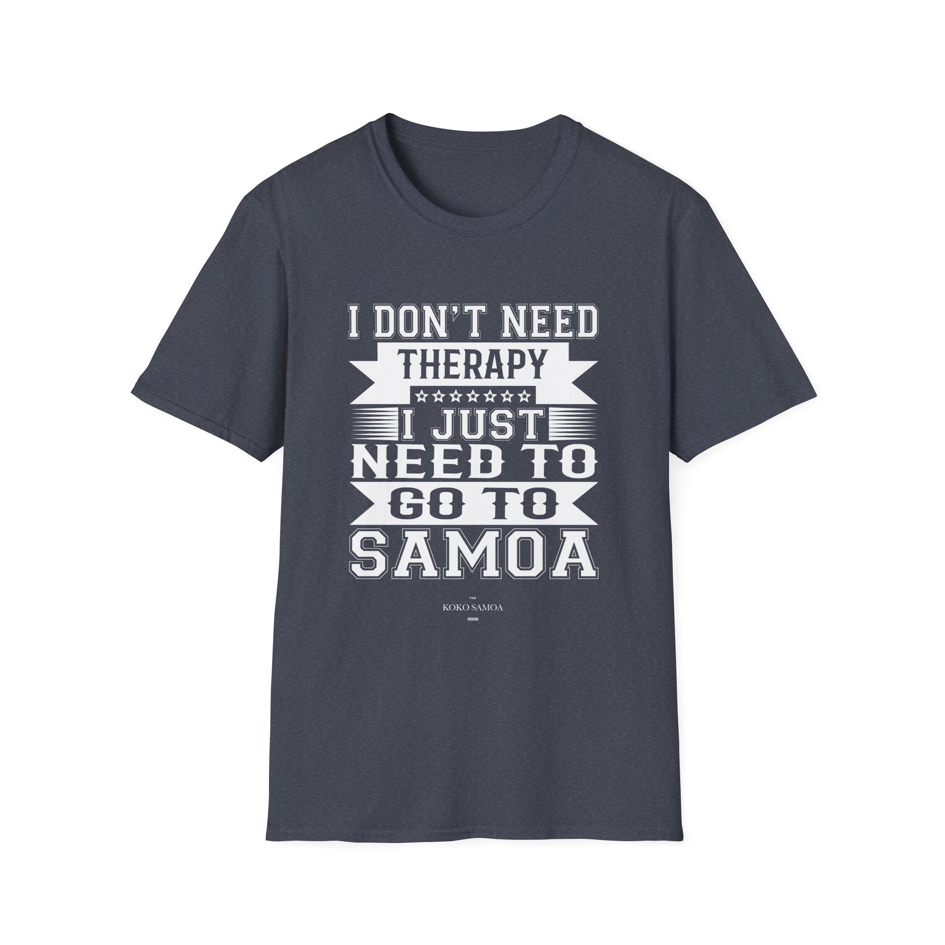 Charcoal unisex soft tee featuring Samoan Therapy design, casual and comfortable unisex T-shirt for AU/NZ.