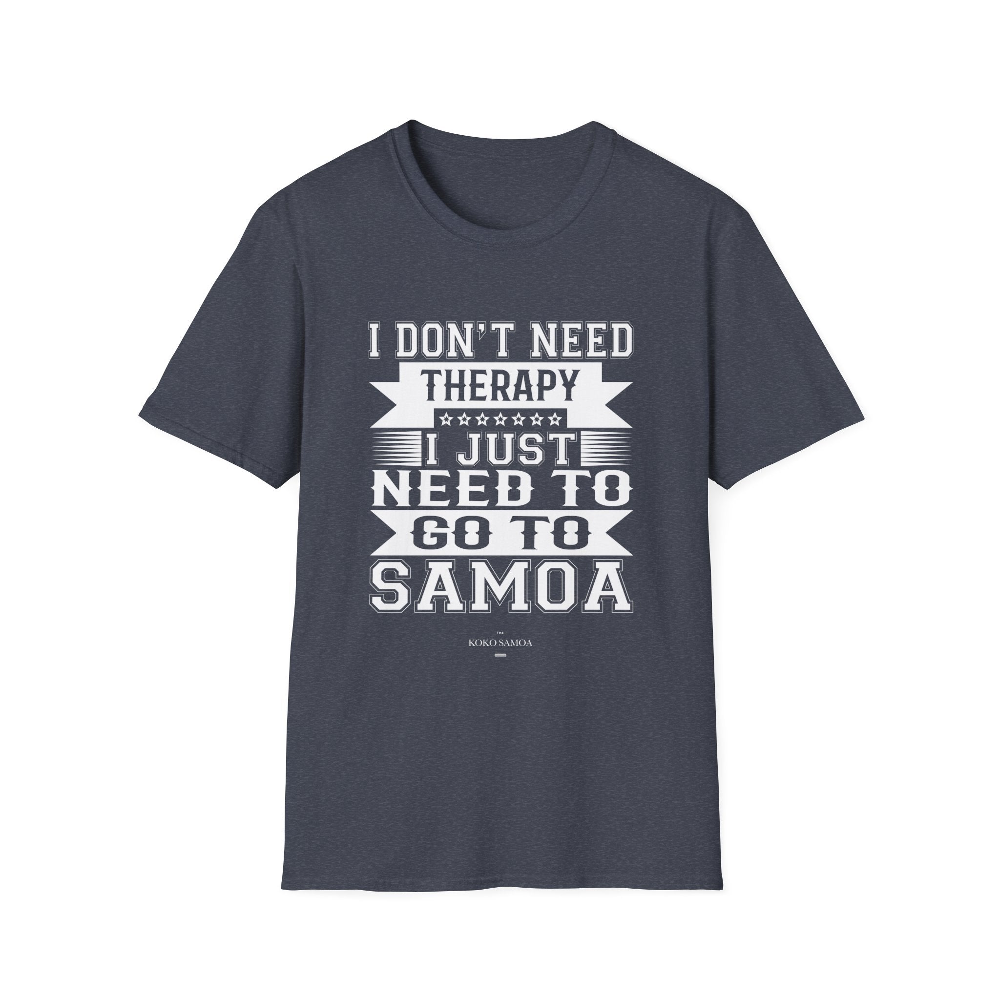 Charcoal unisex soft tee featuring Samoan Therapy design, casual and comfortable unisex T-shirt for AU/NZ.