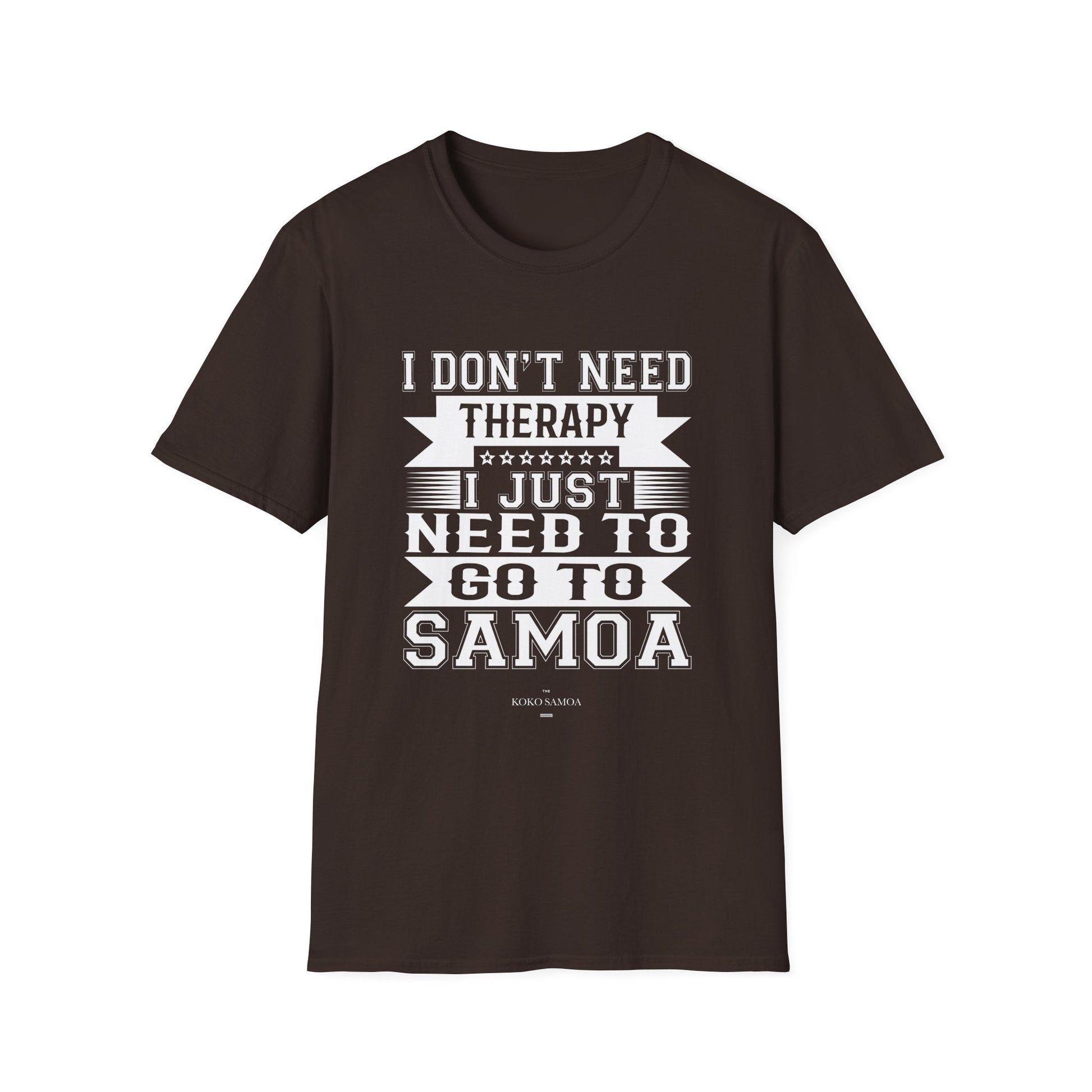 Charcoal unisex soft tee featuring Samoan Therapy design, ideal for casual wear and comfortable fit.