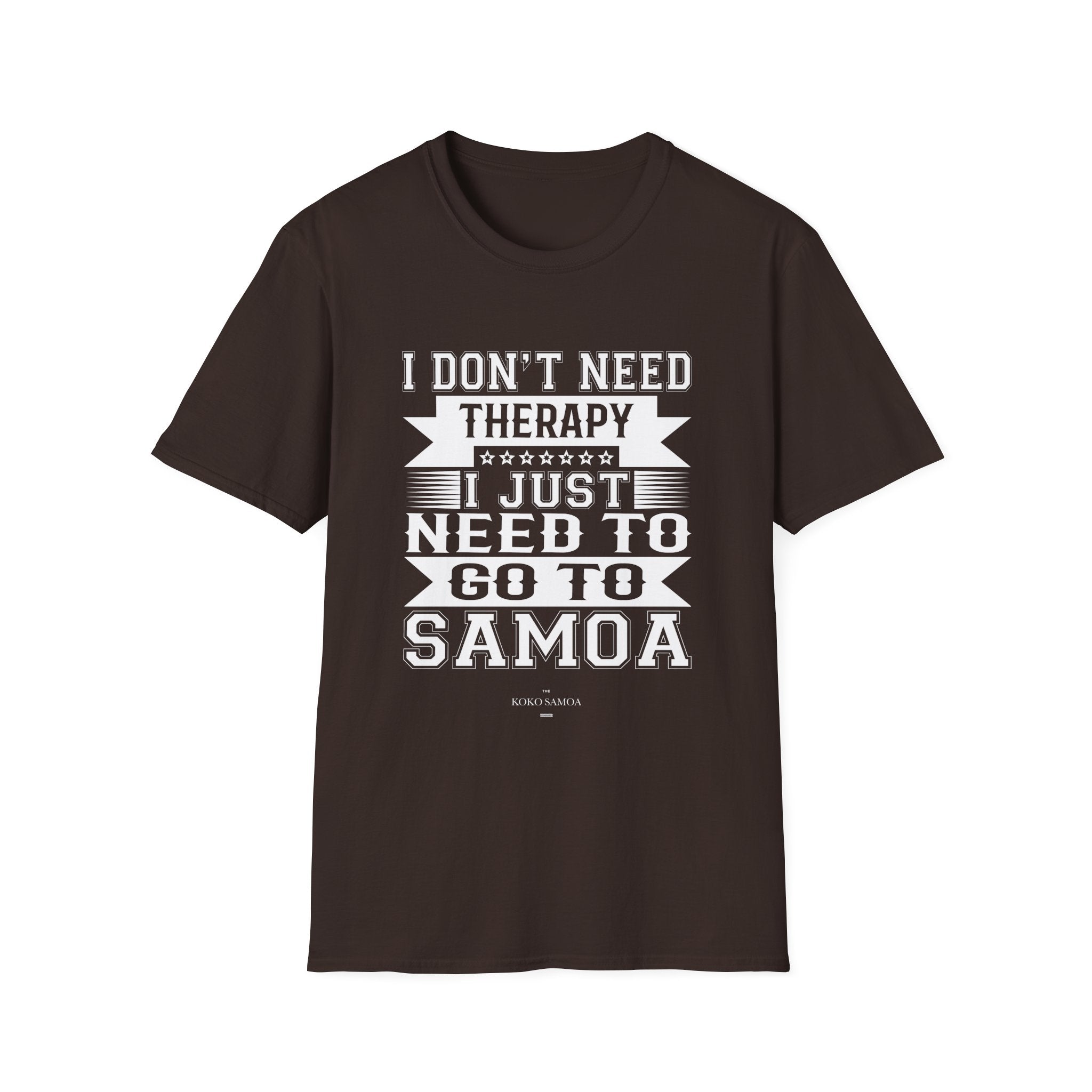 Charcoal unisex soft tee featuring Samoan Therapy design, ideal for casual wear and comfortable fit.