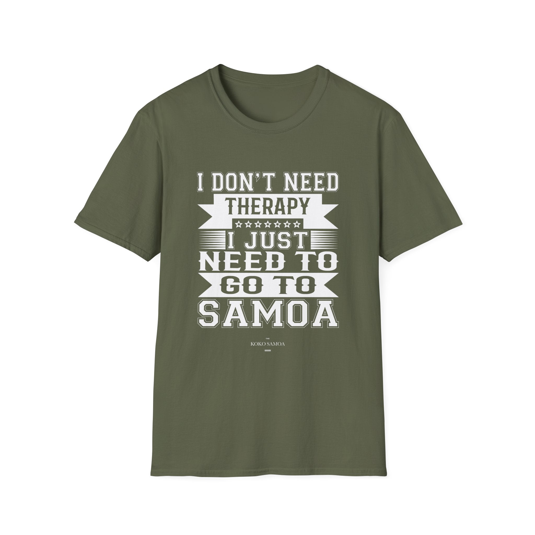 Charcoal soft unisex tee featuring Samoan Therapy design, casual fit, perfect for everyday wear.