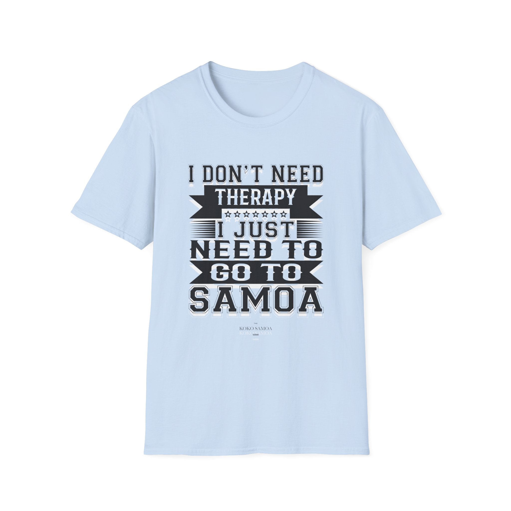 Charcoal soft unisex tee featuring Samoan Therapy design, casual fit, perfect for everyday wear.
