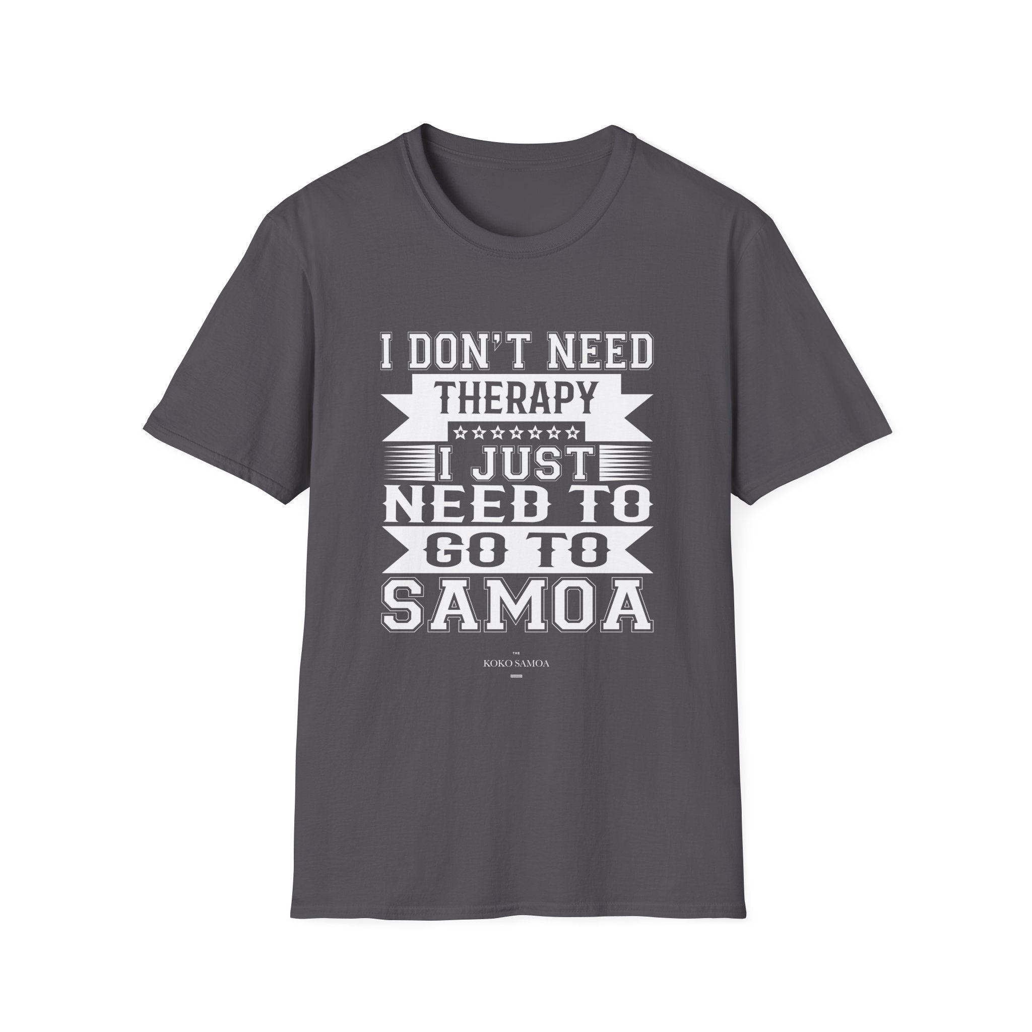 Charcoal soft unisex tee featuring Samoan Therapy design, perfect for casual wear in AU/NZ.