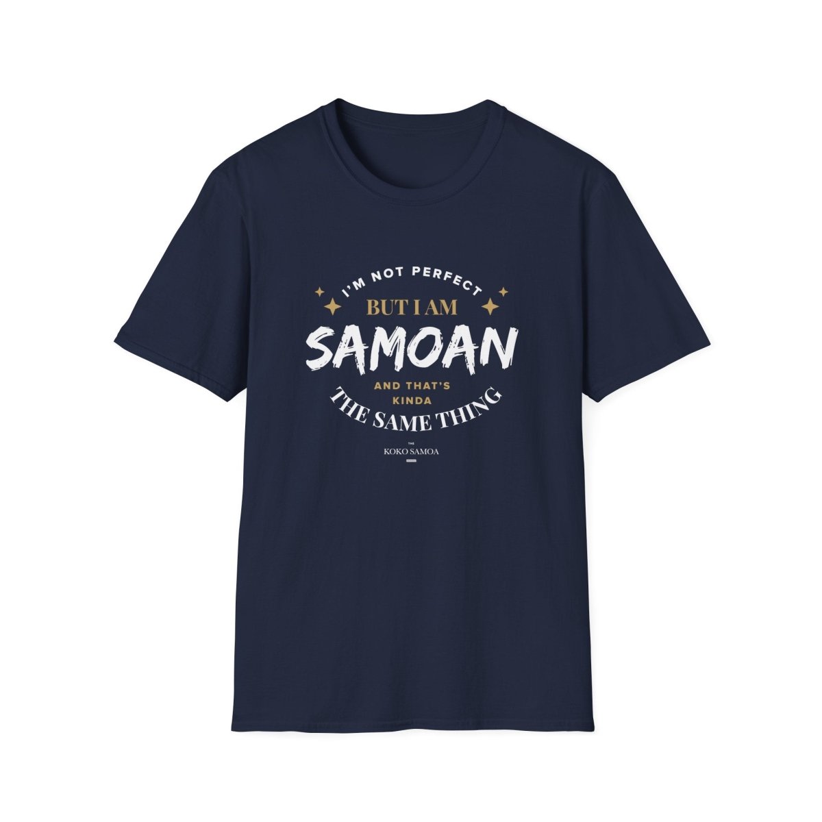 Dark chocolate soft unisex T-shirt from The Print Bar featuring "Not Perfect But Samoan" design, personalized for AU/NZ.