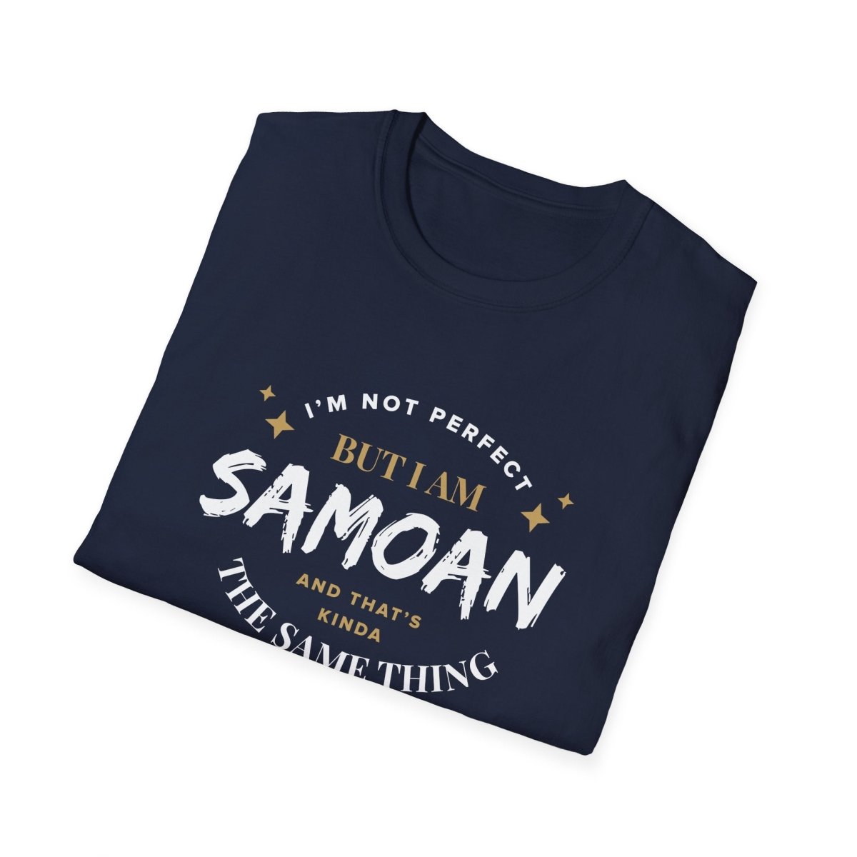 Dark chocolate soft unisex T-shirt from The Print Bar featuring "Not Perfect But Samoan" design, personalized for AU/NZ.