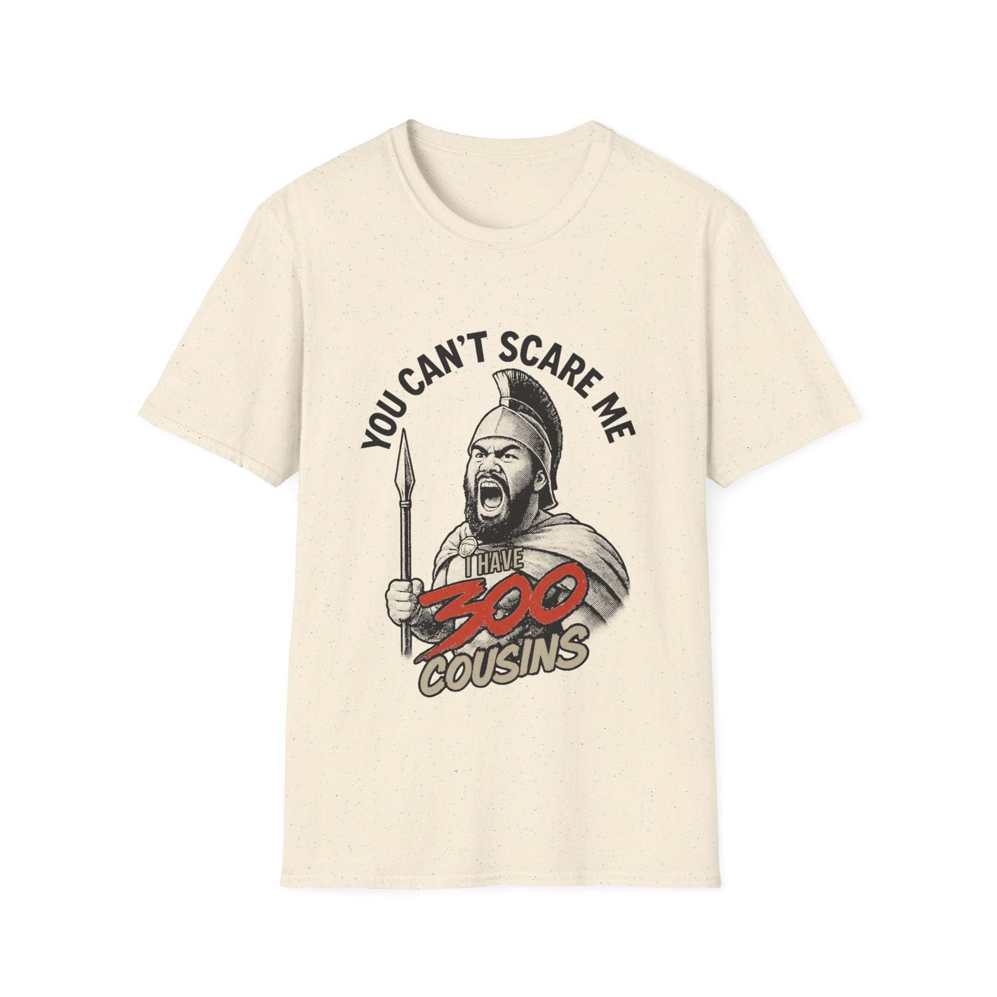 Light blue unisex soft tee featuring "300 Cousins" text, casual fit, ideal for AU/NZ customers.