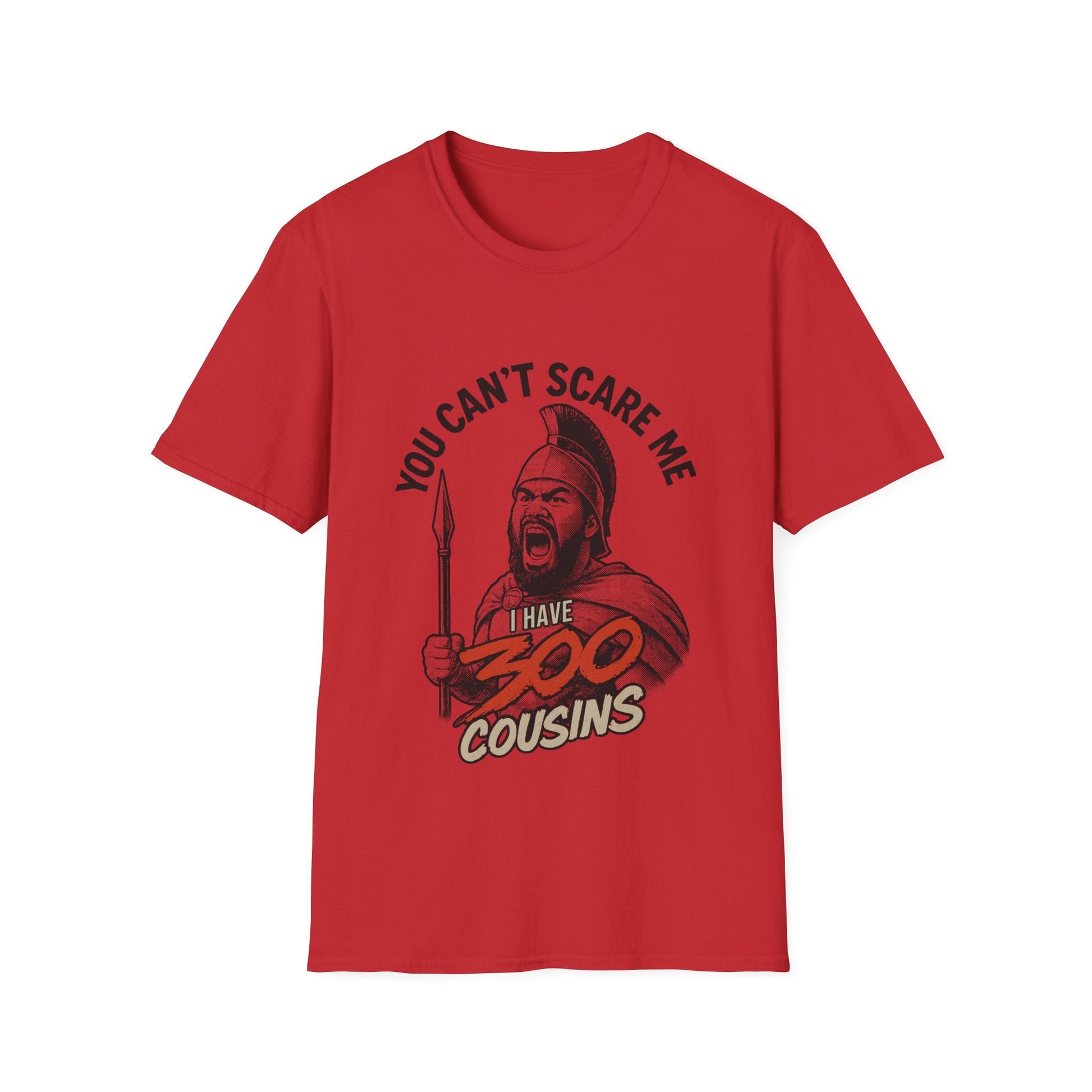 Light blue unisex soft tee with "300 Cousins" design, casual fit, ideal for AU/NZ sizes.