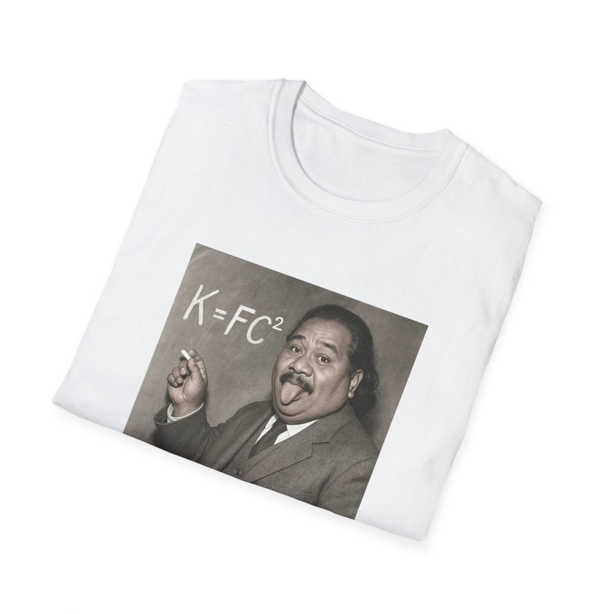 White soft unisex T-shirt featuring K=FC² logo, comfortable cotton fabric, ideal for casual wear in AU/NZ.
