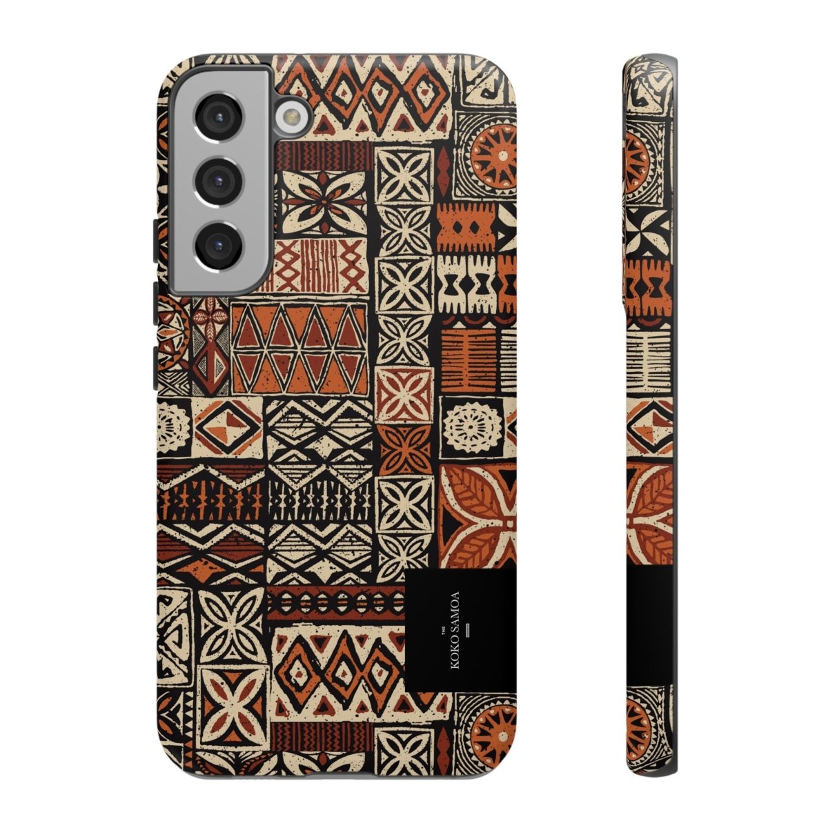 Tough Phone Case Elei with Samoa Koko design, provides durable protection for smartphones in AU, NZ, and USA.
