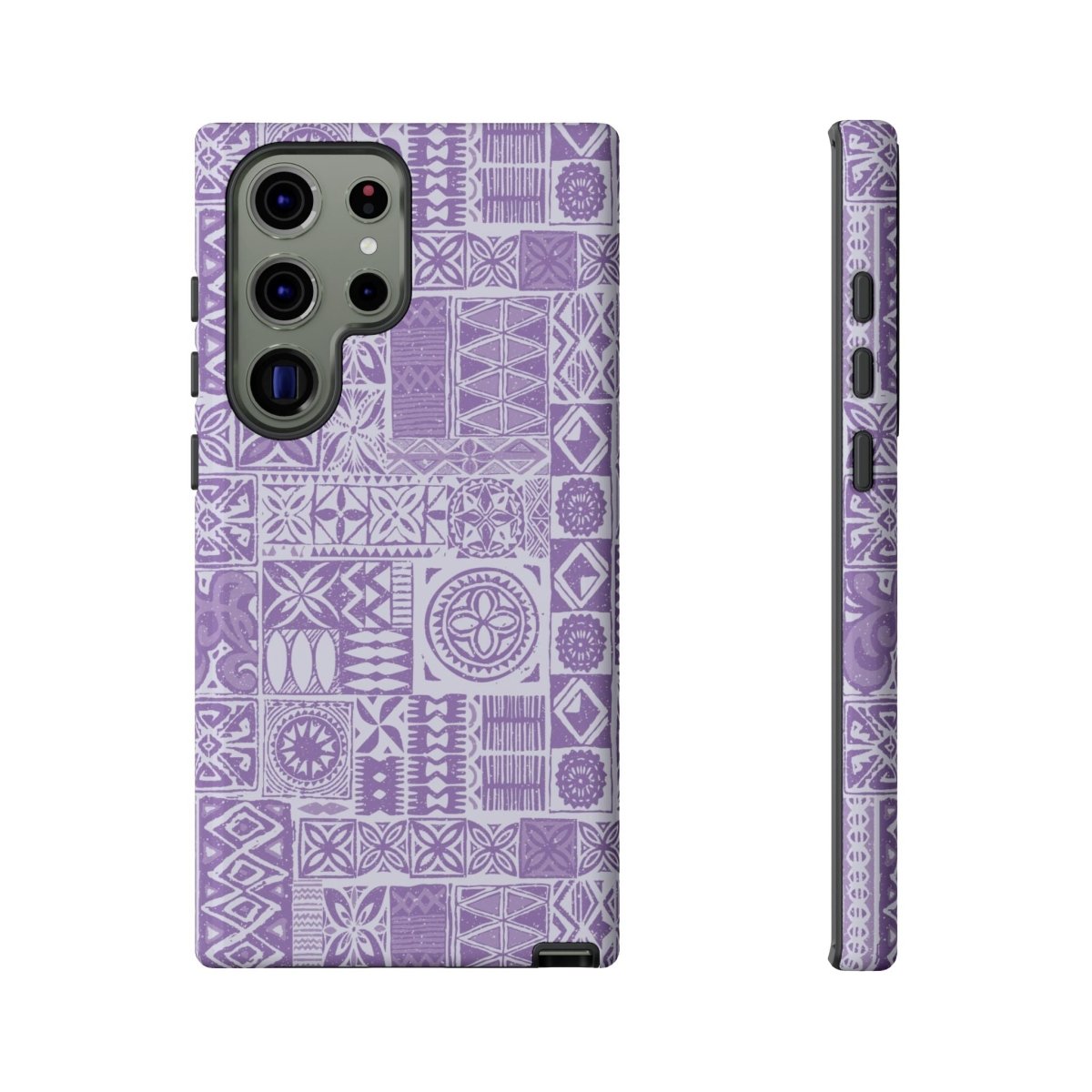 Lavender Elei tough phone case for iPhone 17, glossy protective cover with vibrant floral design.