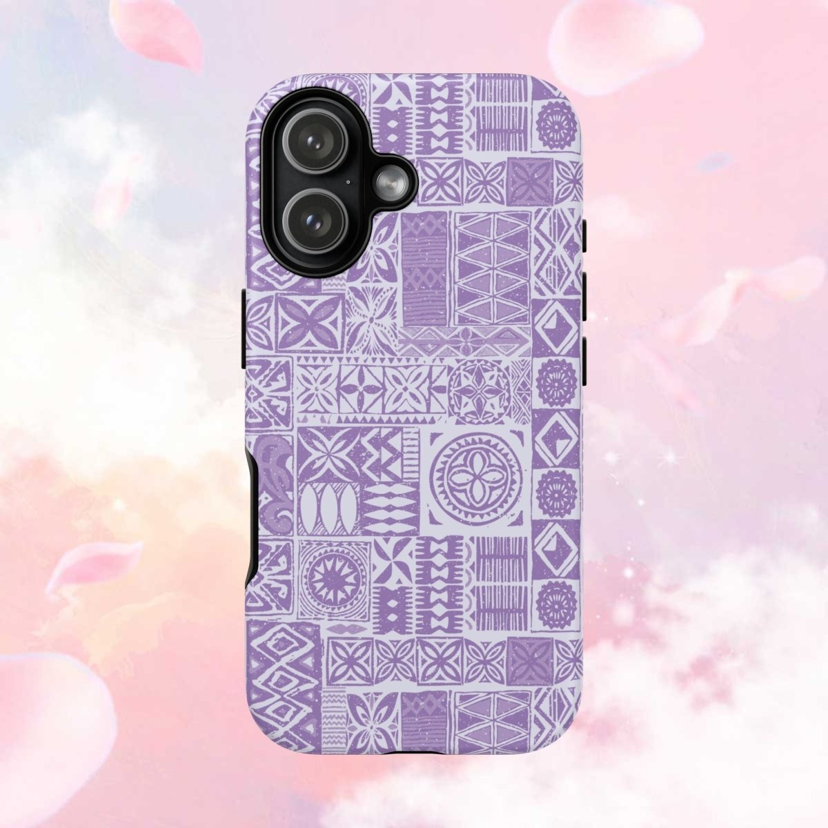Lavender Elei tough phone case for iPhone 17, glossy finish, durable protective cover for AU, NZ, and USA.