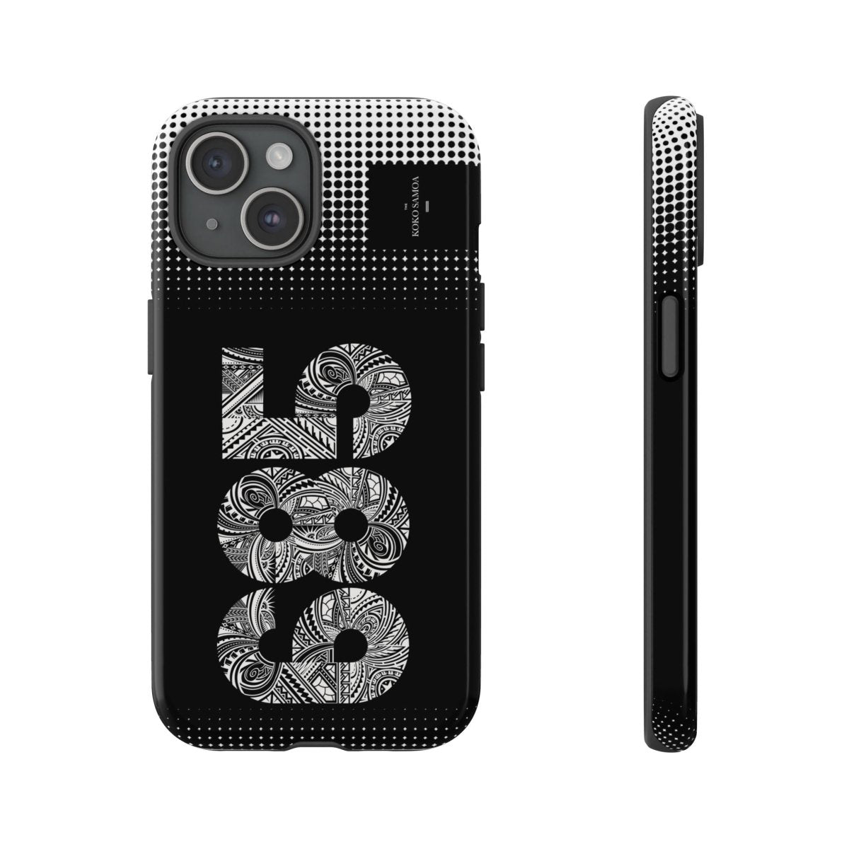 Tough Phone Case 685 with Samoa-inspired design, durable protective cover for smartphones, in black and vibrant patterns