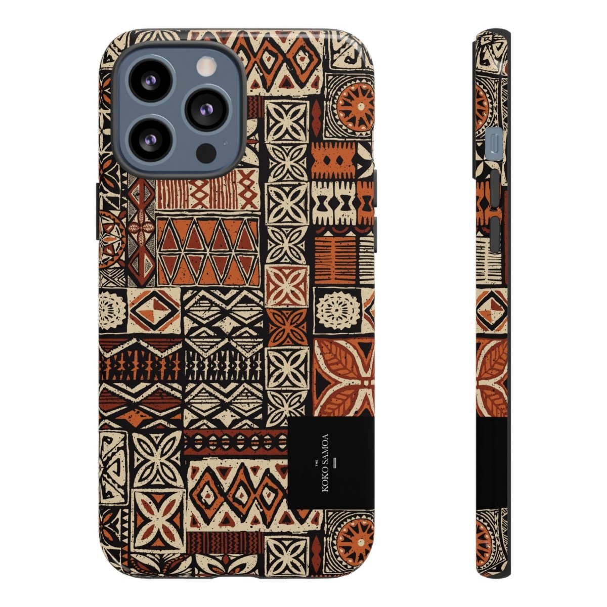 WOYC Tough Phone Case Elei design for AU/NZ/USA with vibrant Koko Samoa pattern, protective and durable for smartphones.