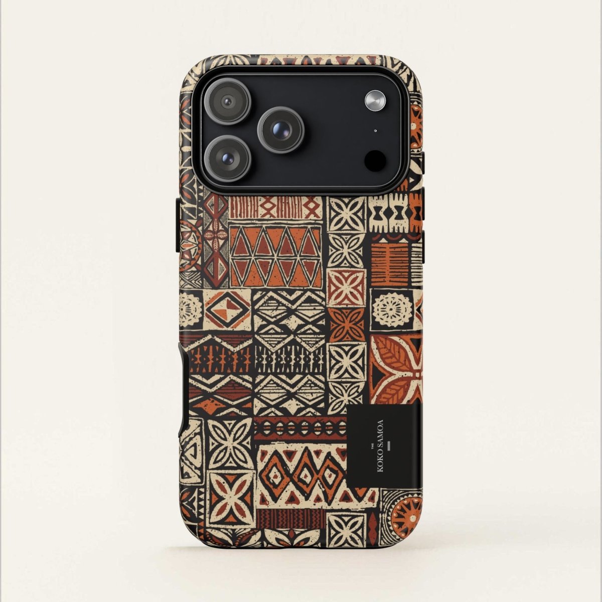 WOYC Tough Phone Case Elei design for AU/NZ/USA, durable protective cover with colorful Koko Samoa pattern.