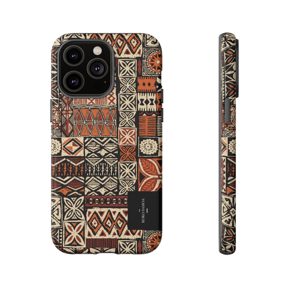 WOYC Tough Phone Case Elei design for AU/NZ/USA, durable protective cover with vibrant Koko Samoa pattern.