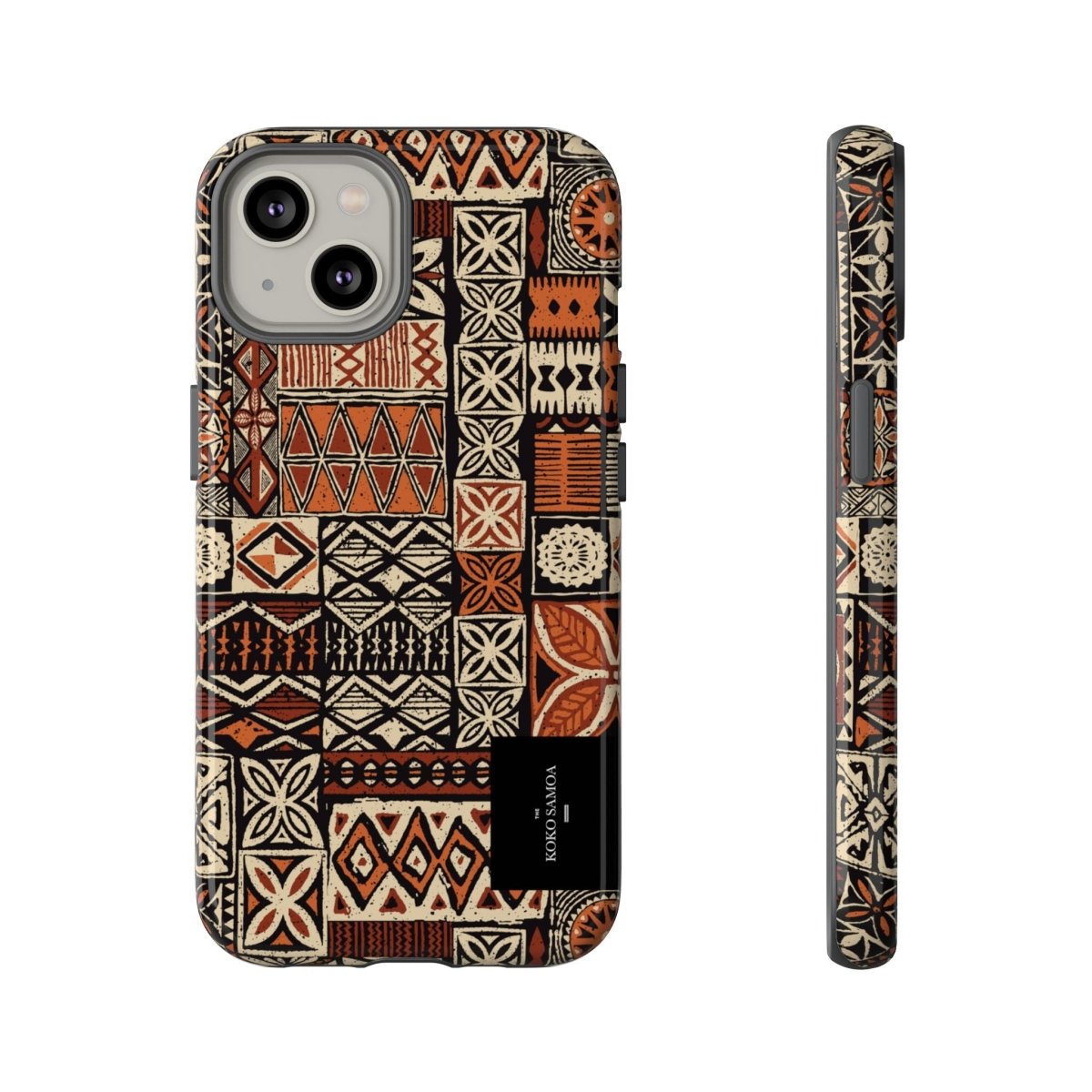 WOYC Tough Phone Case Elei in Koko Samoa design for AU/NZ/USA, rugged protective cover for smartphones.