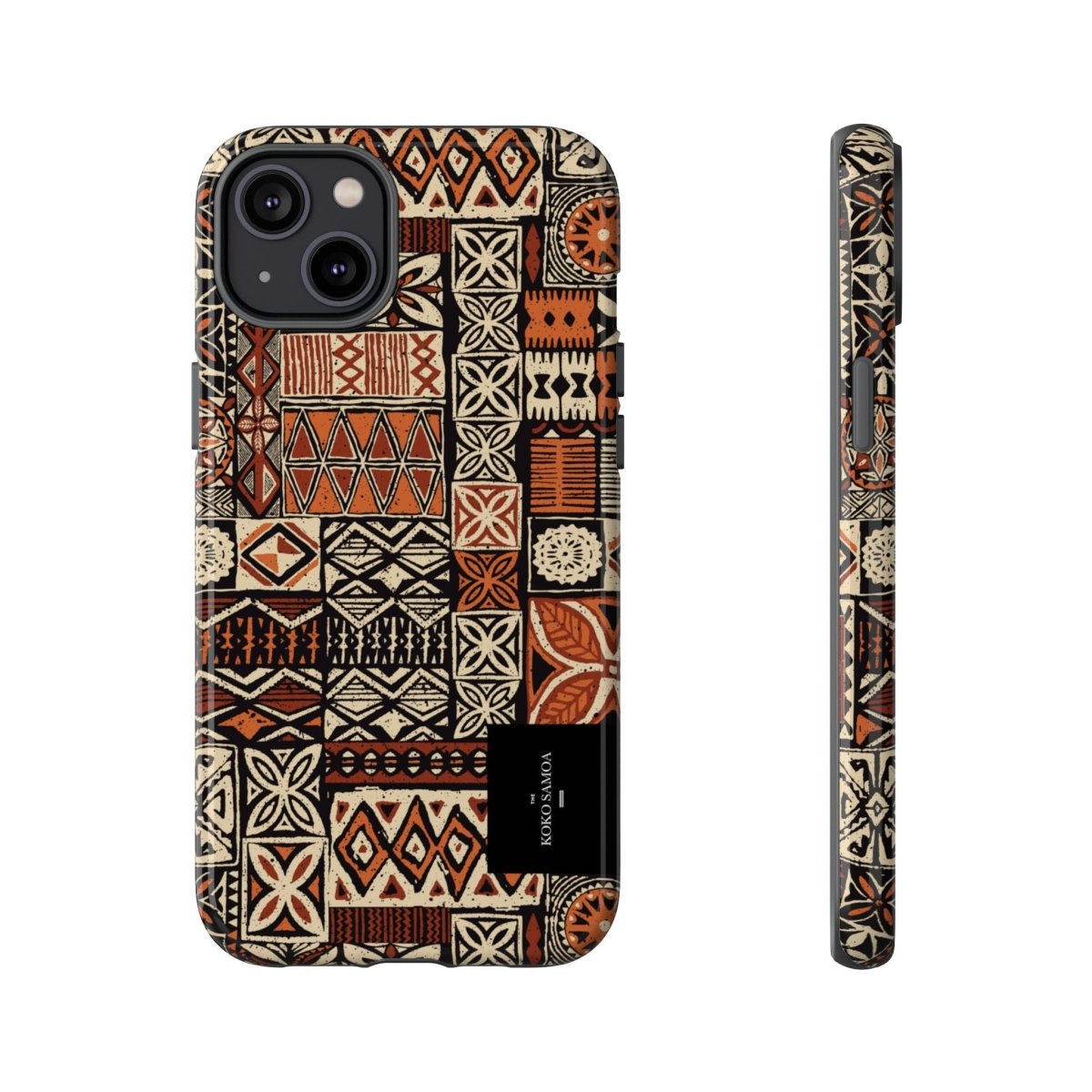 WOYC Tough Phone Case Elei design with vibrant Samoan motifs, durable protective cover for smartphones.