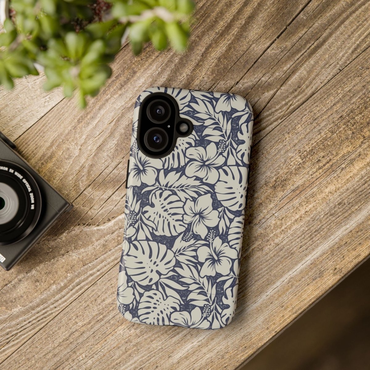 Printify Tough Phone Case with Falefa Breeze design featuring tropical motifs for AU, NZ, and USA models.