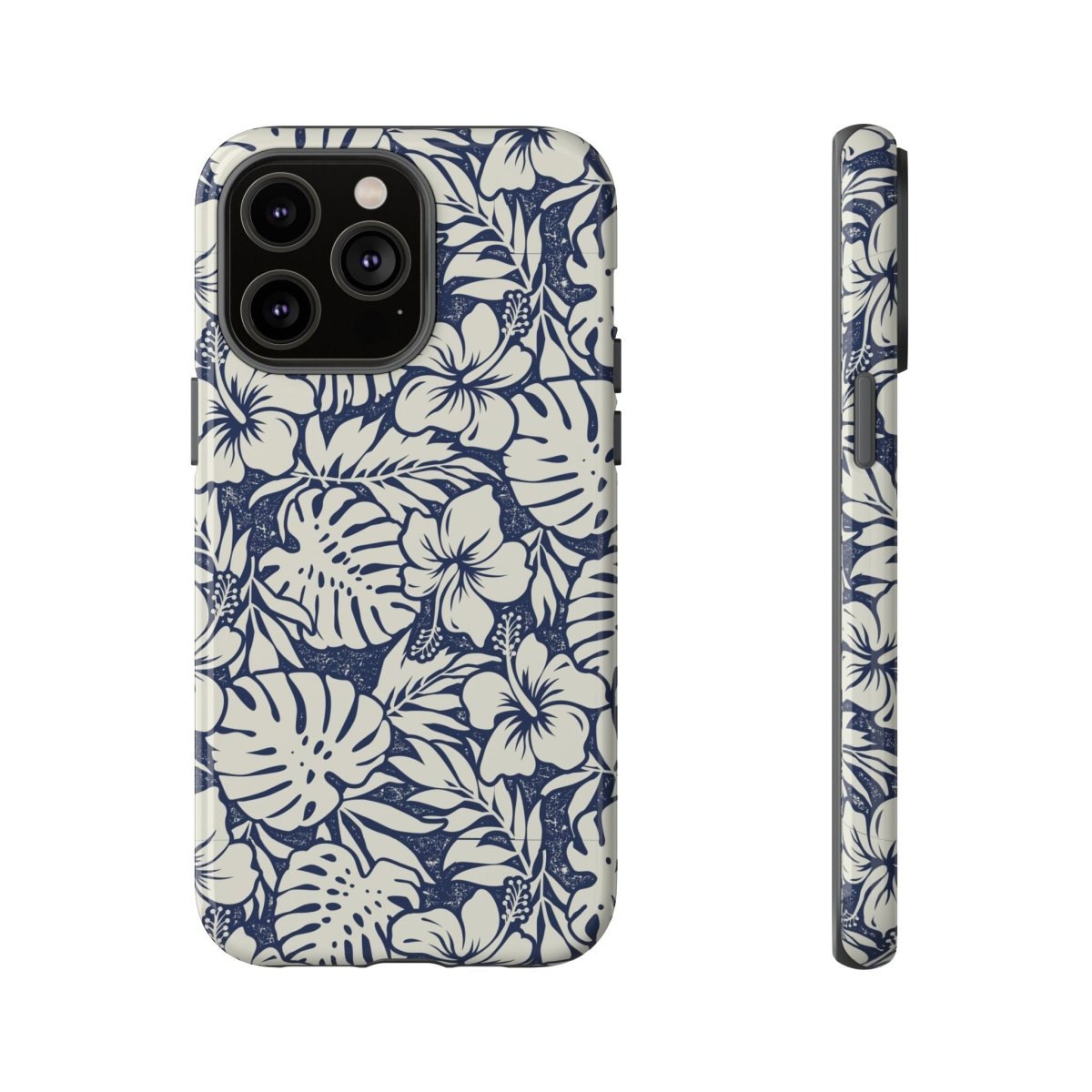 Printify Tough Phone Case Falefa Breeze design for AU/NZ/USA, featuring a vibrant tropical Koko Samoa pattern on durable phone protection