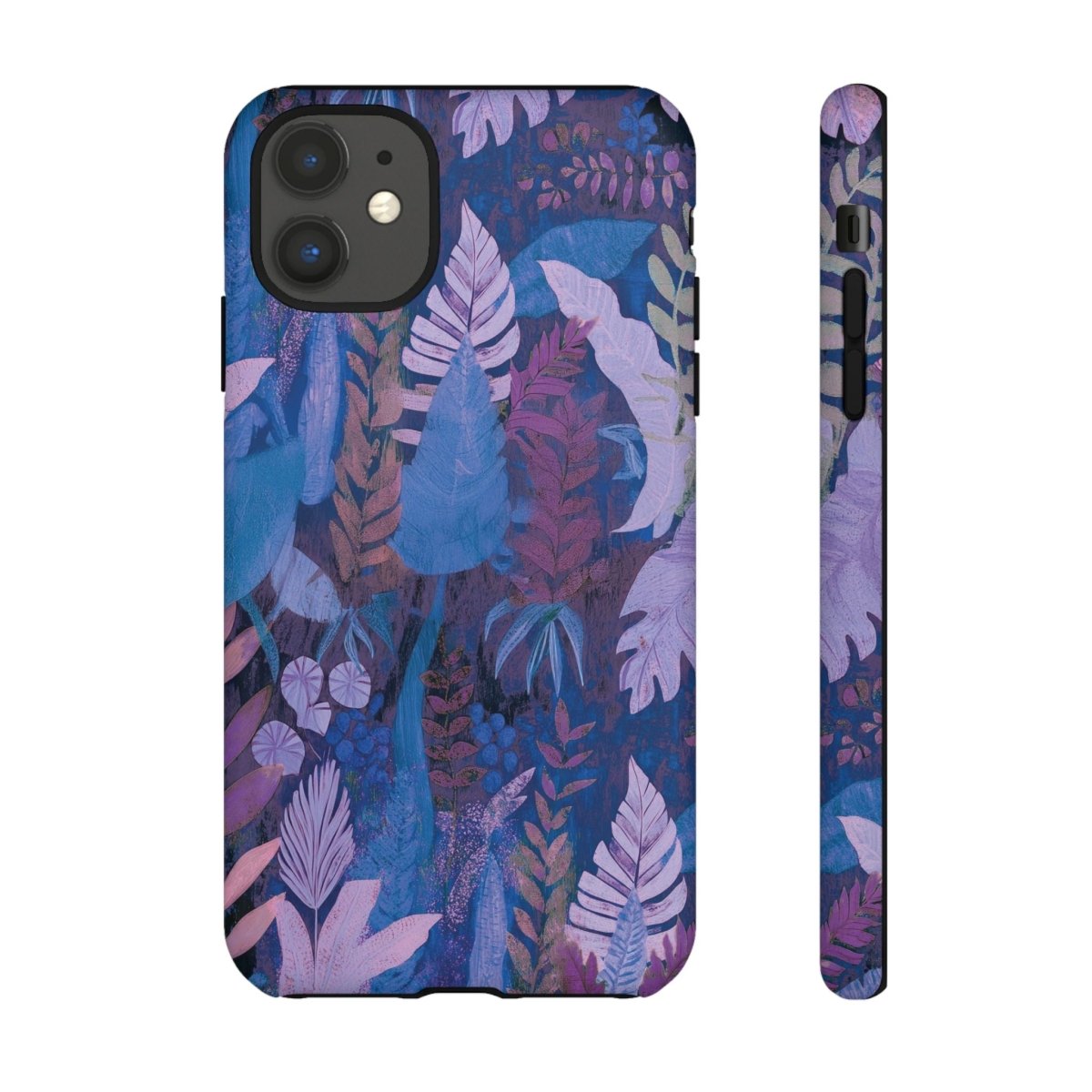 Durable lavender palms print tough phone case for iPhone and Samsung, offering stylish protection.