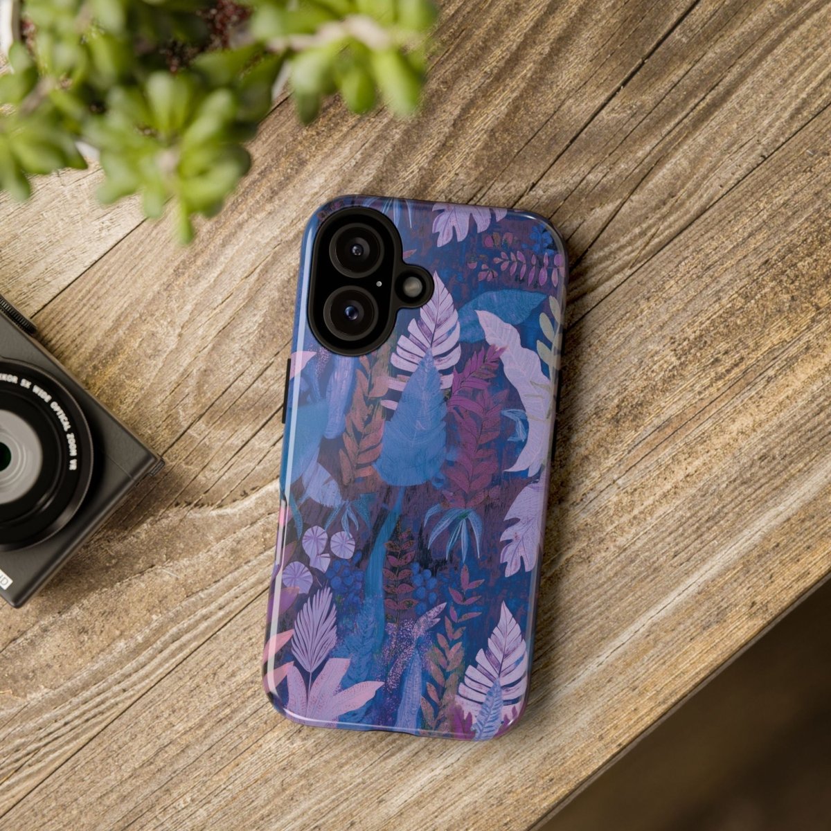 Durable lavender palms phone case by Printify for AU/NZ/USA, featuring a tropical palm design on a tough protective cover.