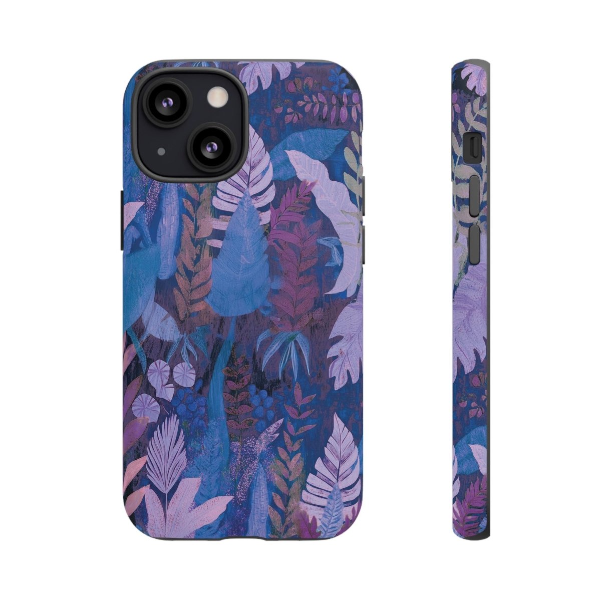 Lavender palms tough phone case for iPhone and Samsung with tropical leaf design, durable protective phone cover.