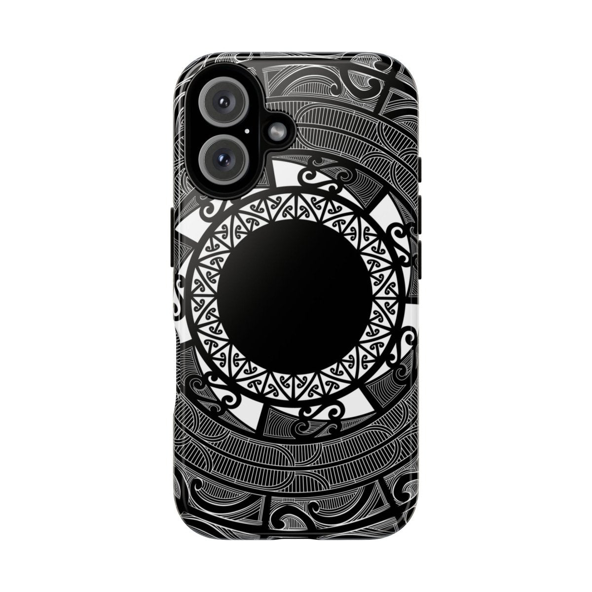 Printify Māori tough phone case with traditional Koko Samoa design for AU, NZ, and US models, featuring vibrant Polynesian artwork.