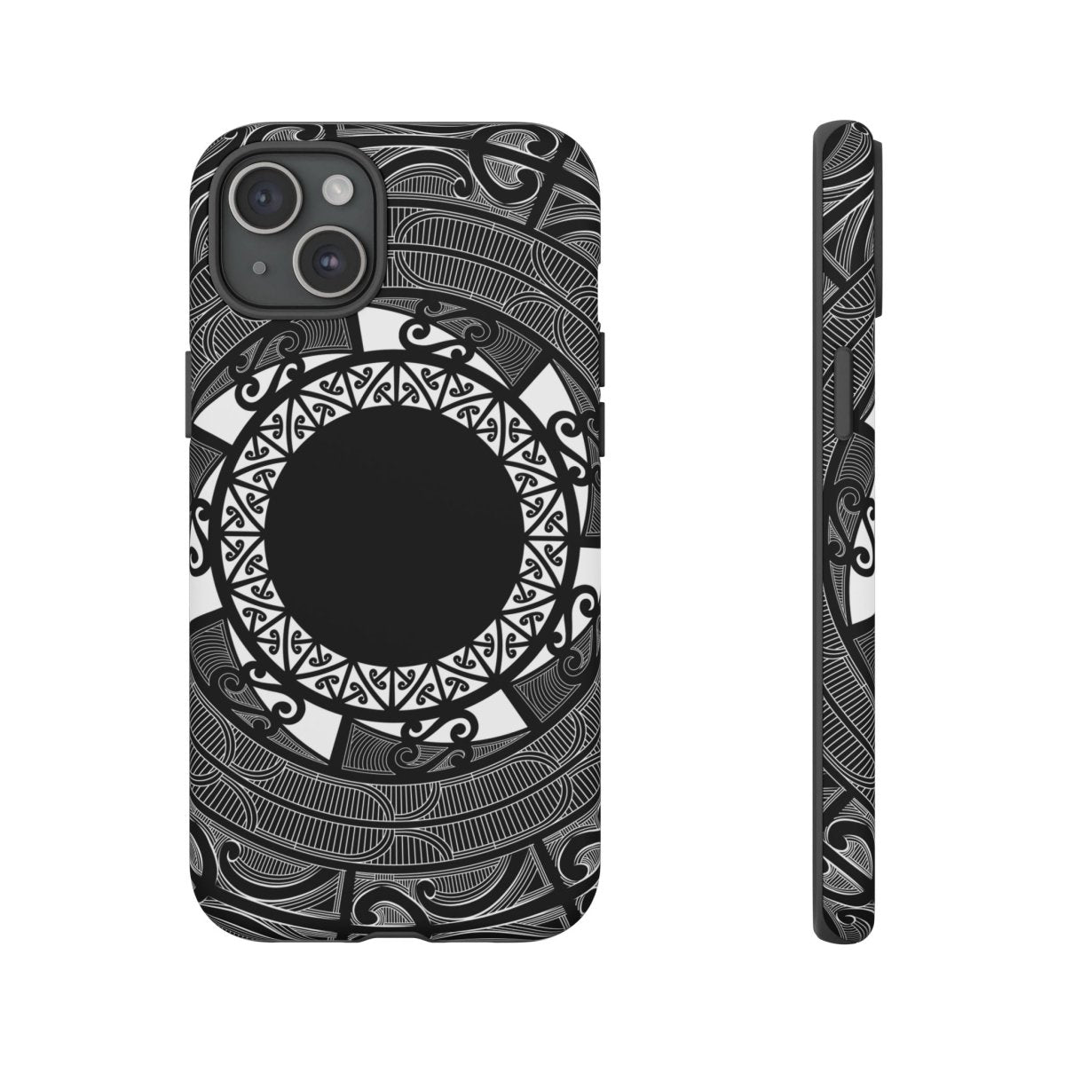 Durable Māori print phone case by Printify, featuring traditional Samoan Koko Samoa design on a protective case.