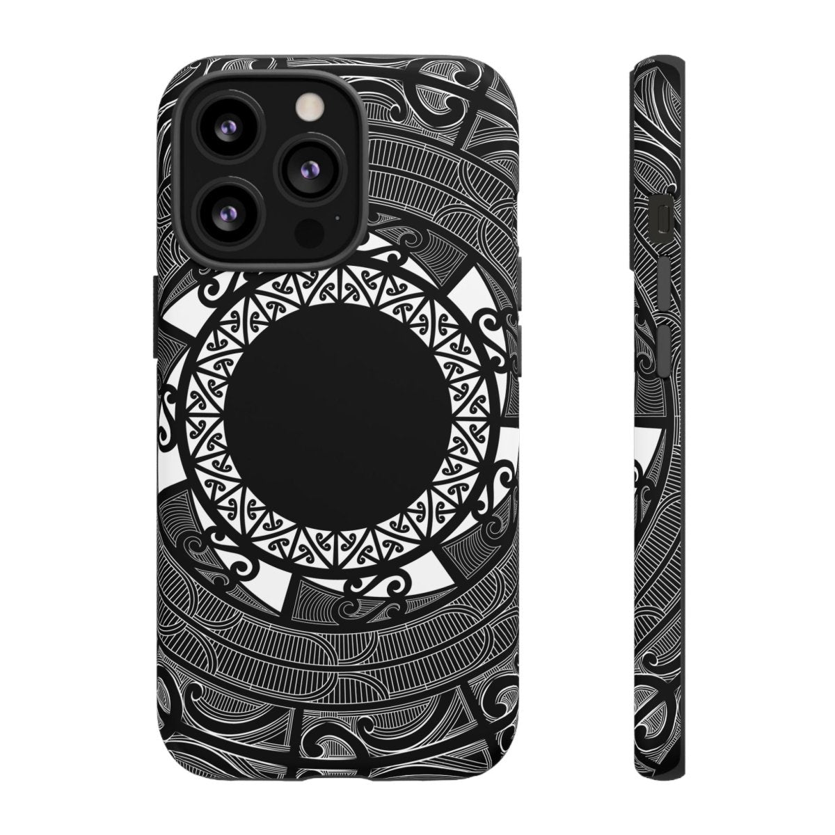 Durable Māori print phone case by Printify for AU, NZ, and USA with traditional Koko Samoa design.