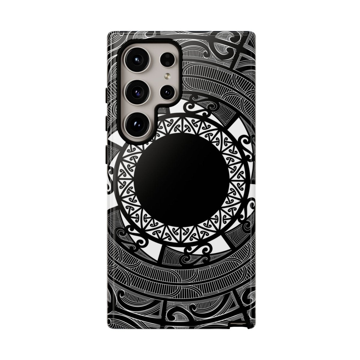 Tough Māori print phone case by Printify, designed for AU, NZ, and USA models, featuring traditional Māori artwork.