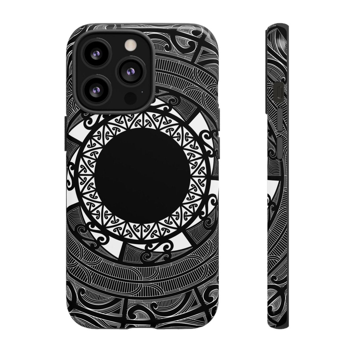 Durable Printify Māori-themed phone case with Koko Samoa design for AU, NZ, and US models, featuring traditional patterns and vibrant artwork.