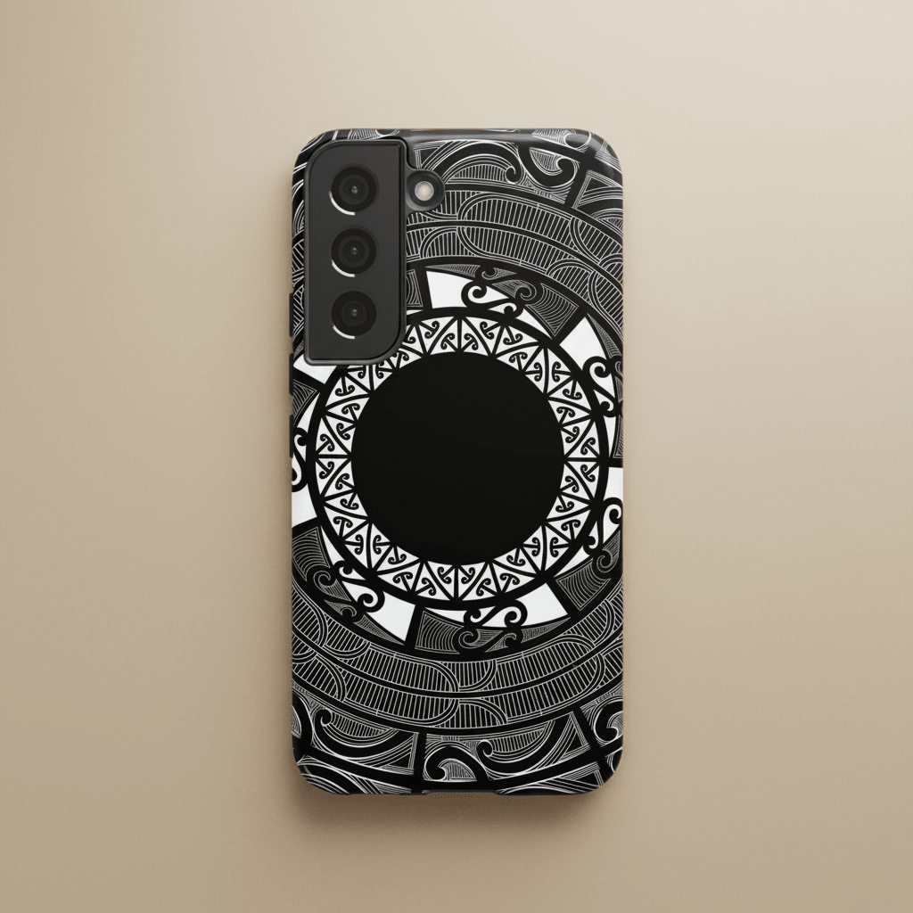 Durable Māori design phone case by Printify for AU, NZ, and US, featuring traditional Koko Samoa patterns on a tough protective cover.
