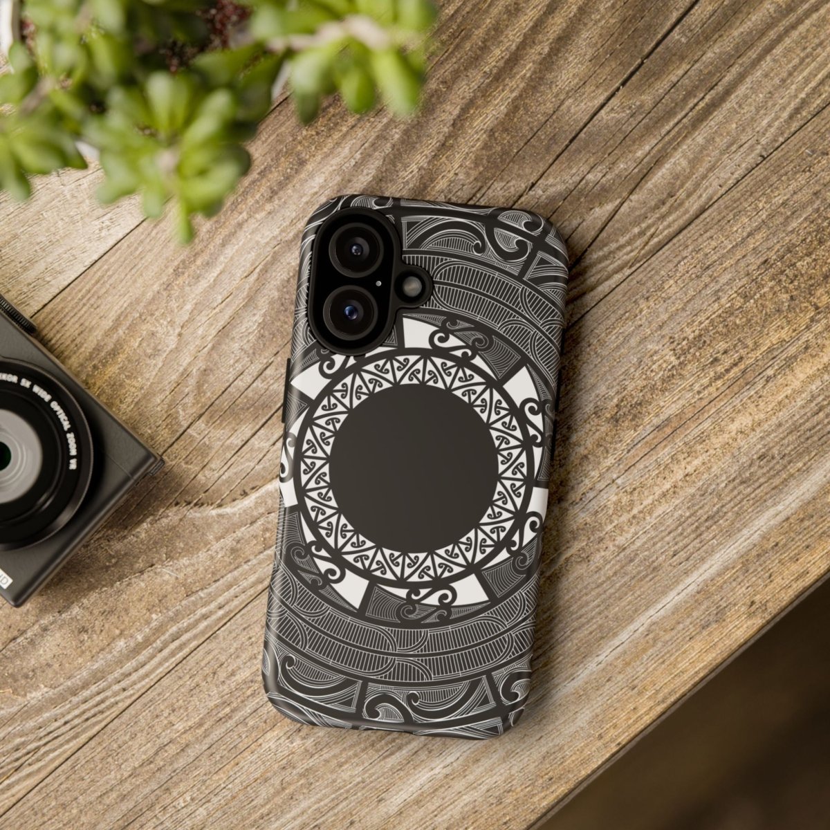 Printify tough Māori phone case featuring traditional Koko Samoa design, fits AU, NZ, and USA models.