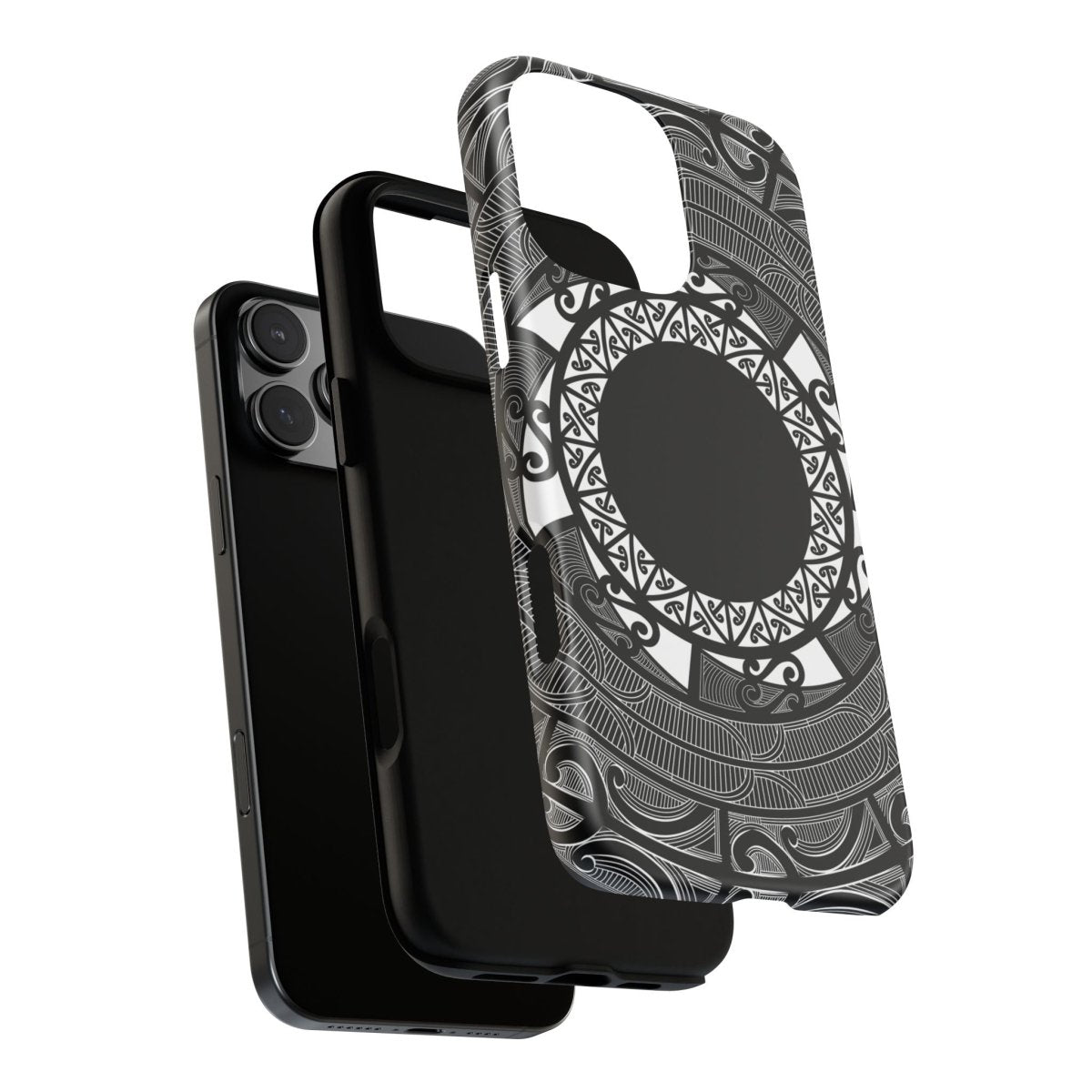 Printify Māori Tough Phone Case featuring traditional Koko Samoa design for AU, NZ, and US models, durable protective cover.