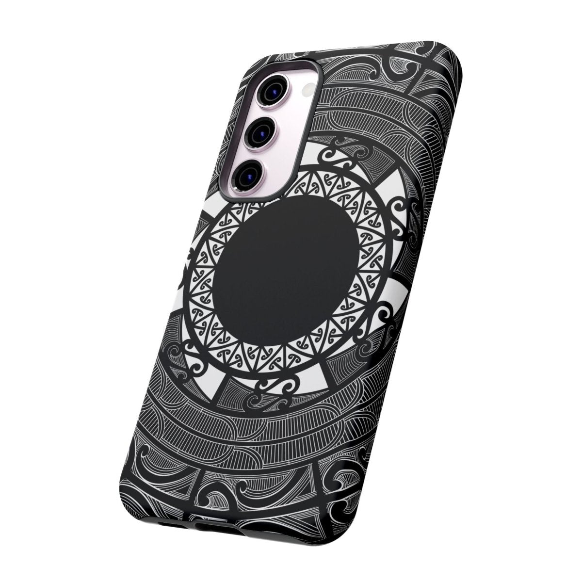Durable Māori-themed phone case by Printify featuring traditional Koko Samoa design for AU, NZ, and USA models.