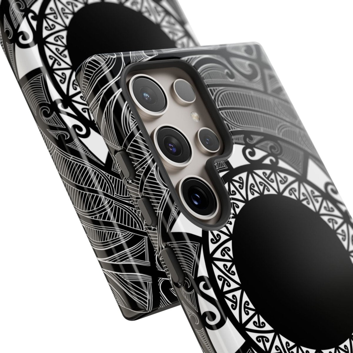 Printify Tough Phone Case featuring Māori and Samoan Koko designs, durable protective cover for smartphones.