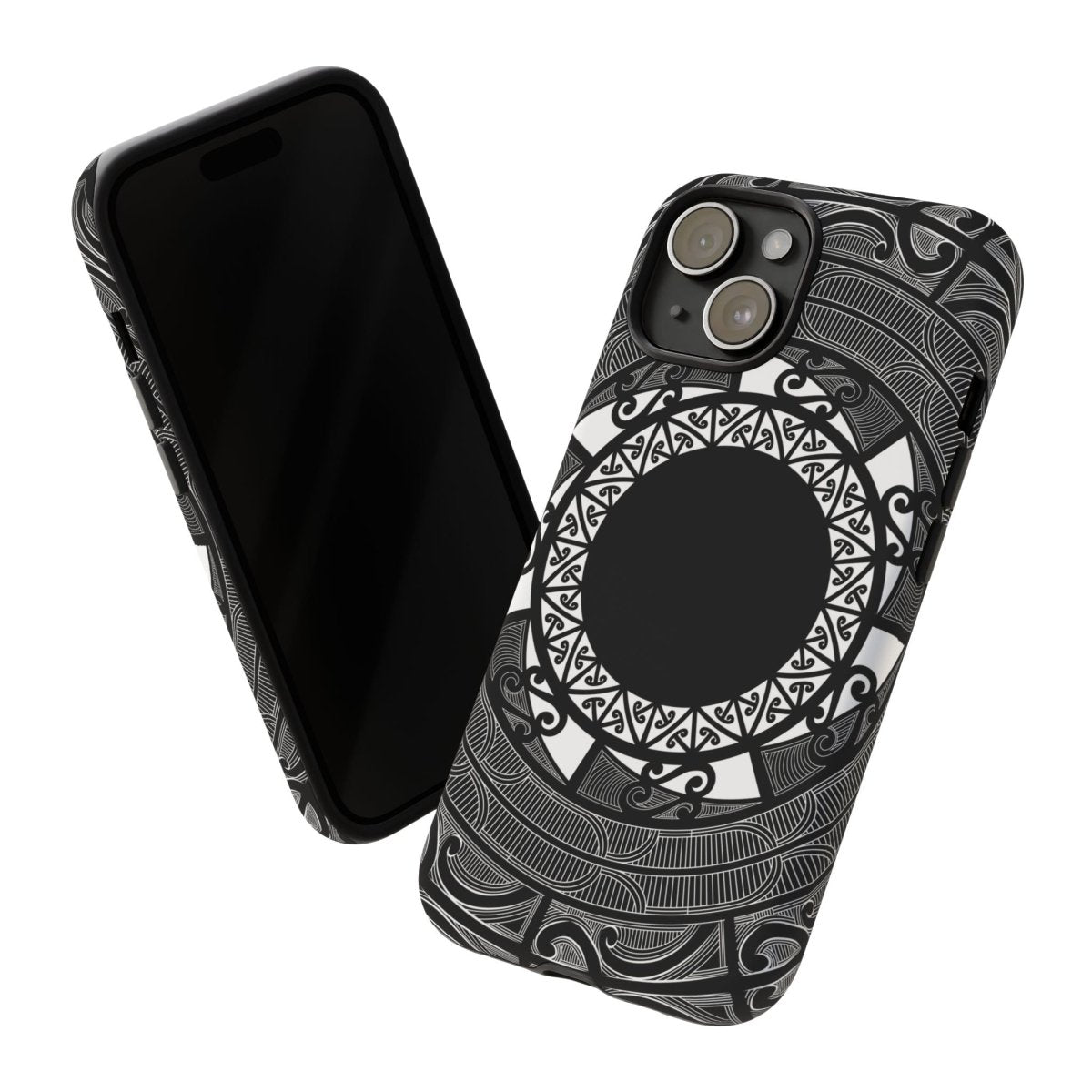 Printify Māori tough phone case with traditional Koko Samoa design, suitable for AU, NZ, and USA models.