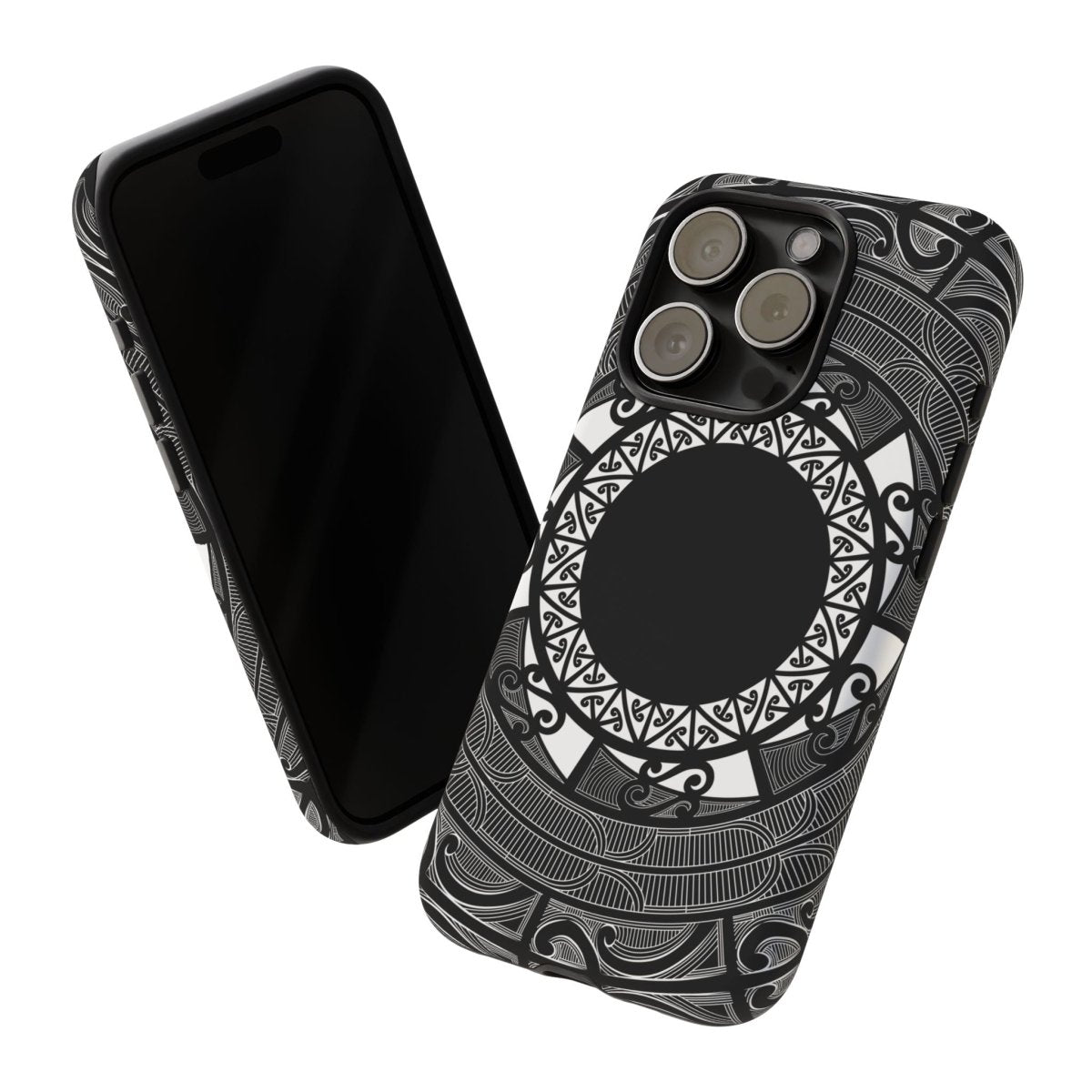 Printify Tough Phone Case with Māori design featuring Koko Samoa pattern, suitable for AU, NZ, and US models.