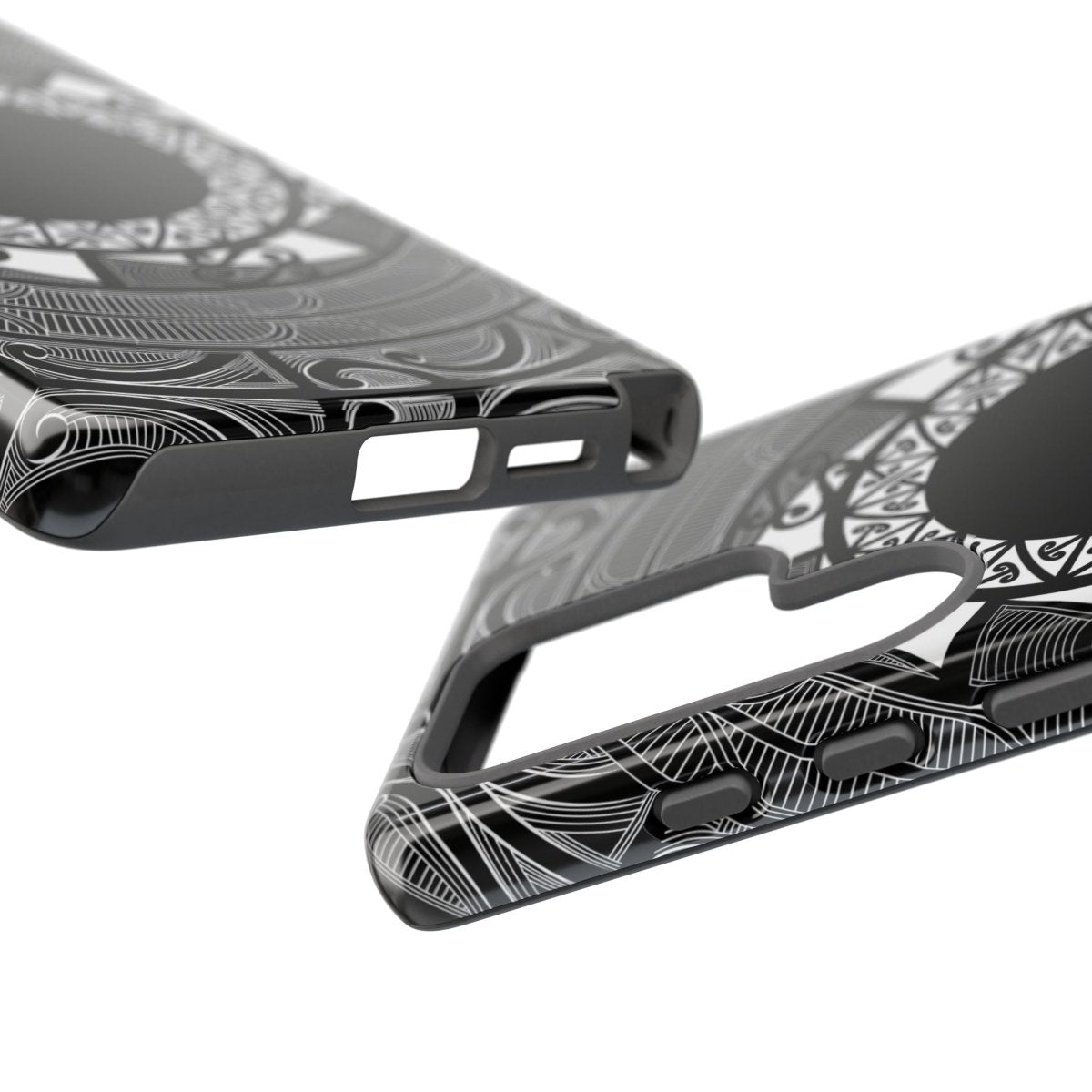 Printify Maori-themed tough phone case with traditional Koko Samoa design for AU, NZ, and USA models, durable protective cover.