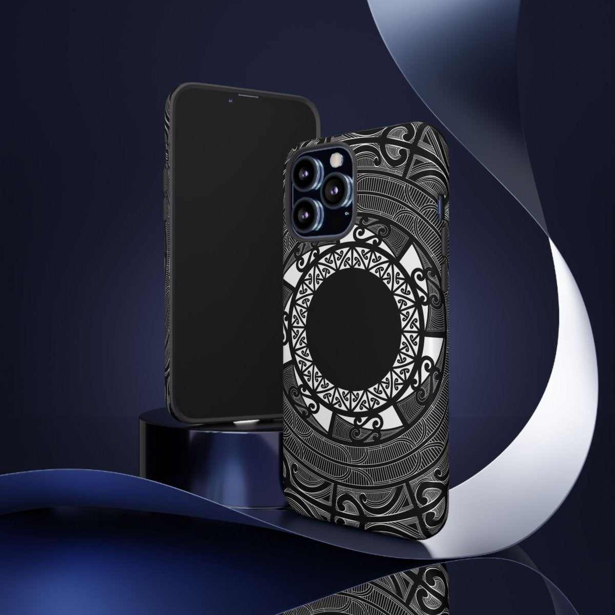 Printify Tough Māori Phone Case with Koko Samoa design for AU, NZ, and US, featuring traditional Polynesian patterns.