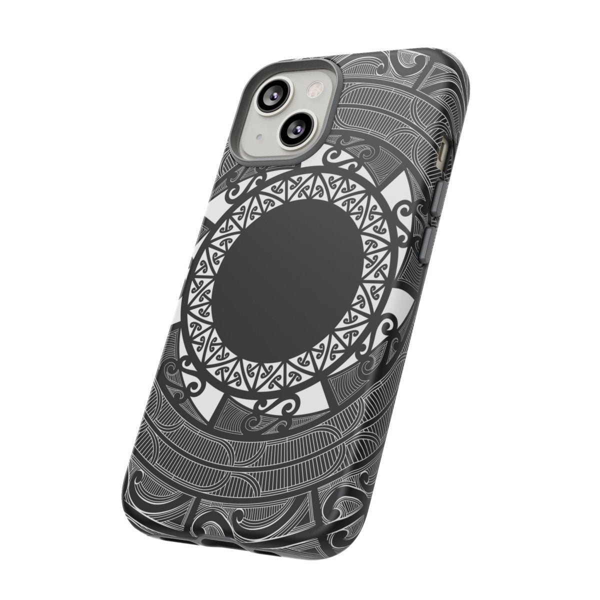 Tough Māori phone case by Printify featuring traditional Polynesian patterns for AU, NZ, and USA models.