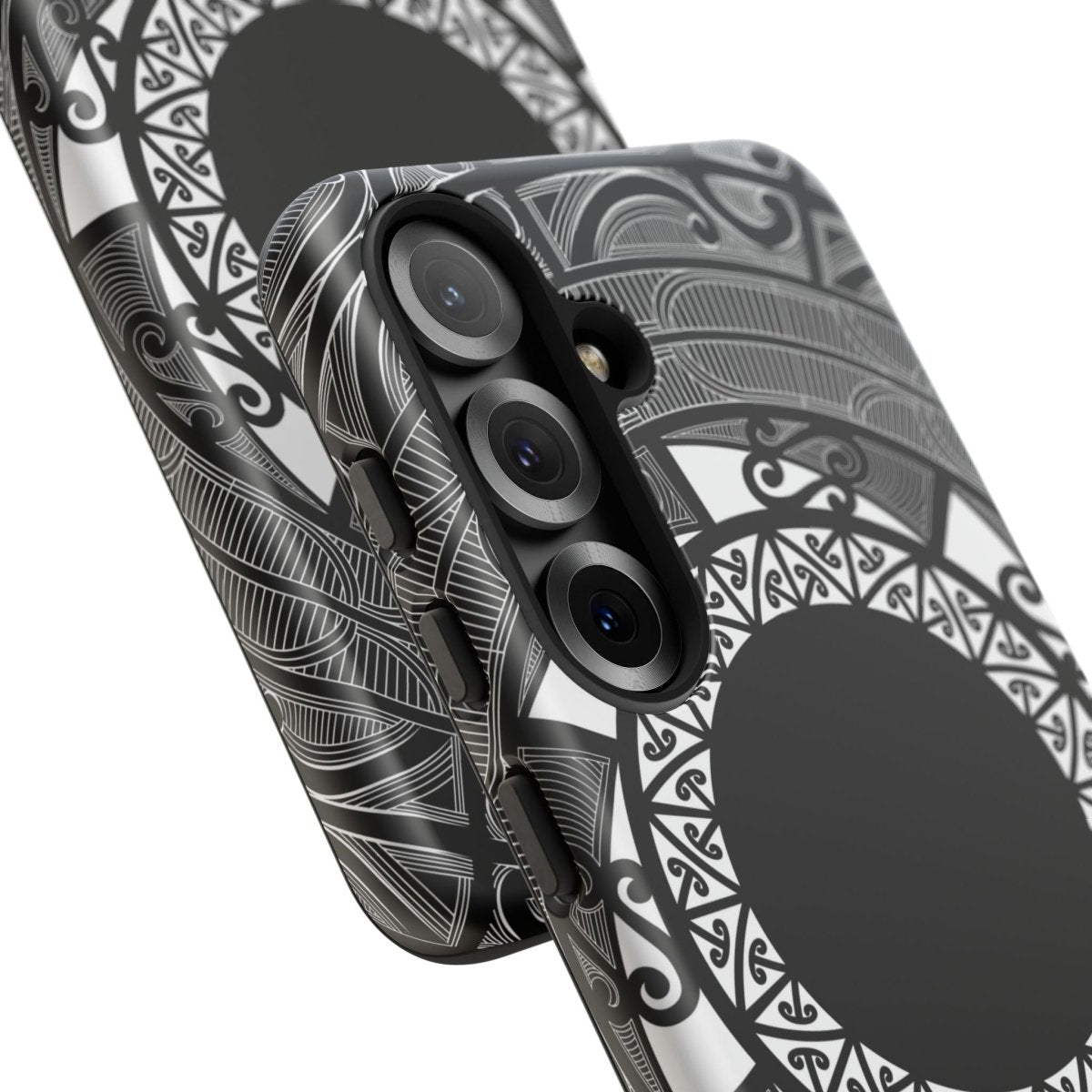 Printify Māori Tough Phone Case featuring traditional Koko Samoa design, durable protective cover for smartphones.