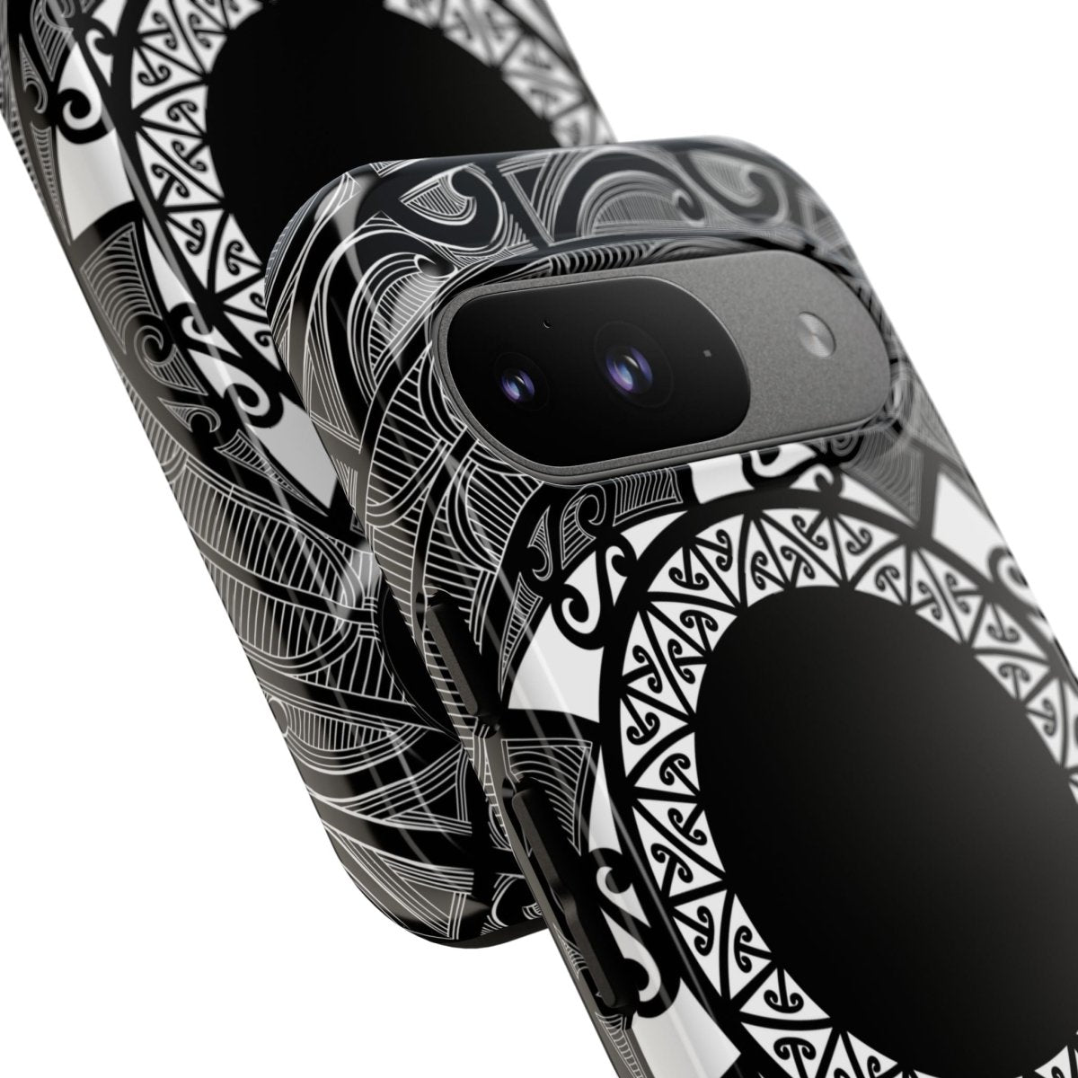 Durable Māori print phone case by Printify, designed for AU, NZ, and USA, featuring traditional Māori patterns and artwork.