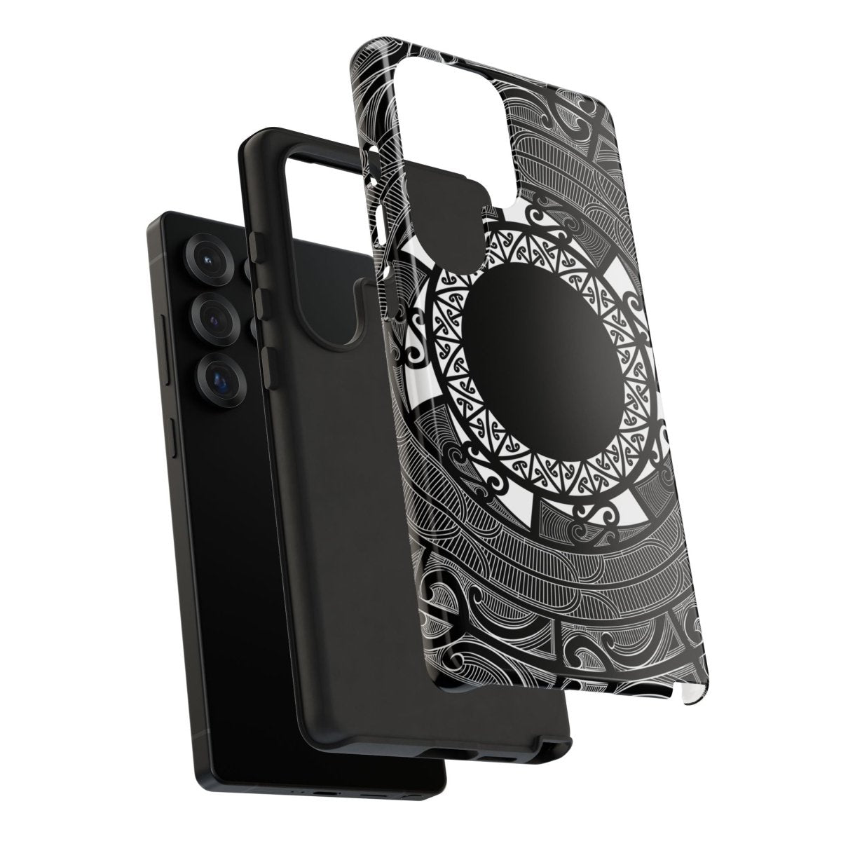 Printify tough Māori phone case featuring traditional Koko Samoa design, compatible with AU, NZ, and USA smartphones.