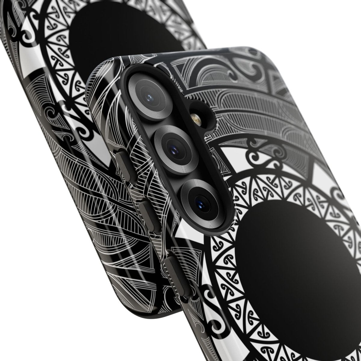 Printify Māori tough phone case with traditional Koko Samoa design for AU, NZ, and US models, durable protective phone cover.