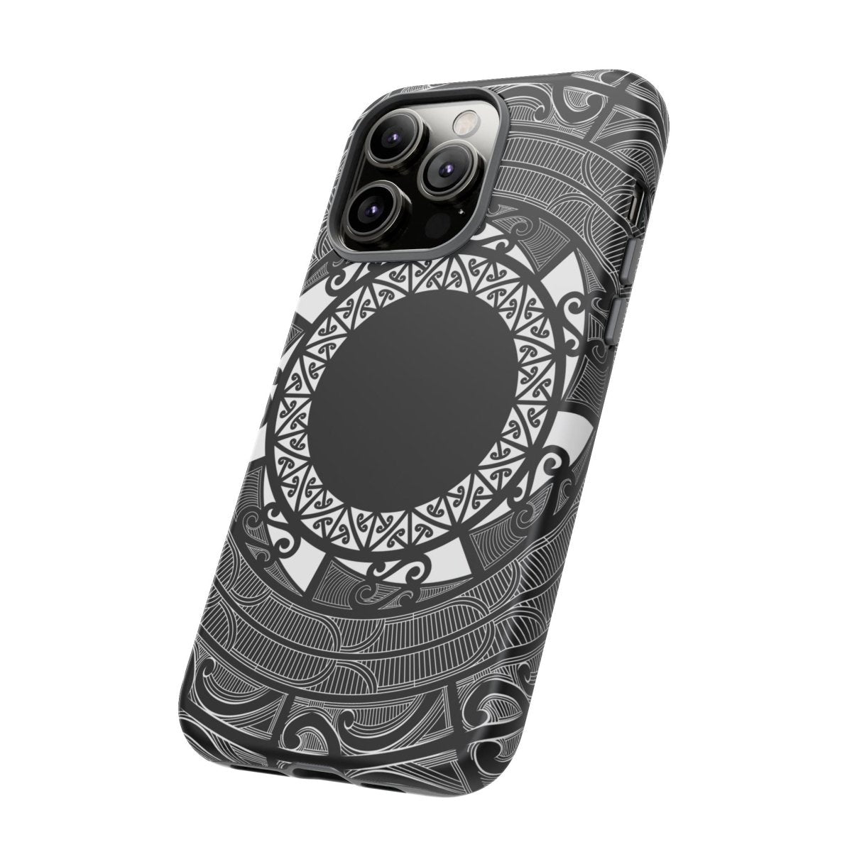 Durable Māori print phone case by Printify, featuring traditional Koko Samoa design on a protective case for smartphones.