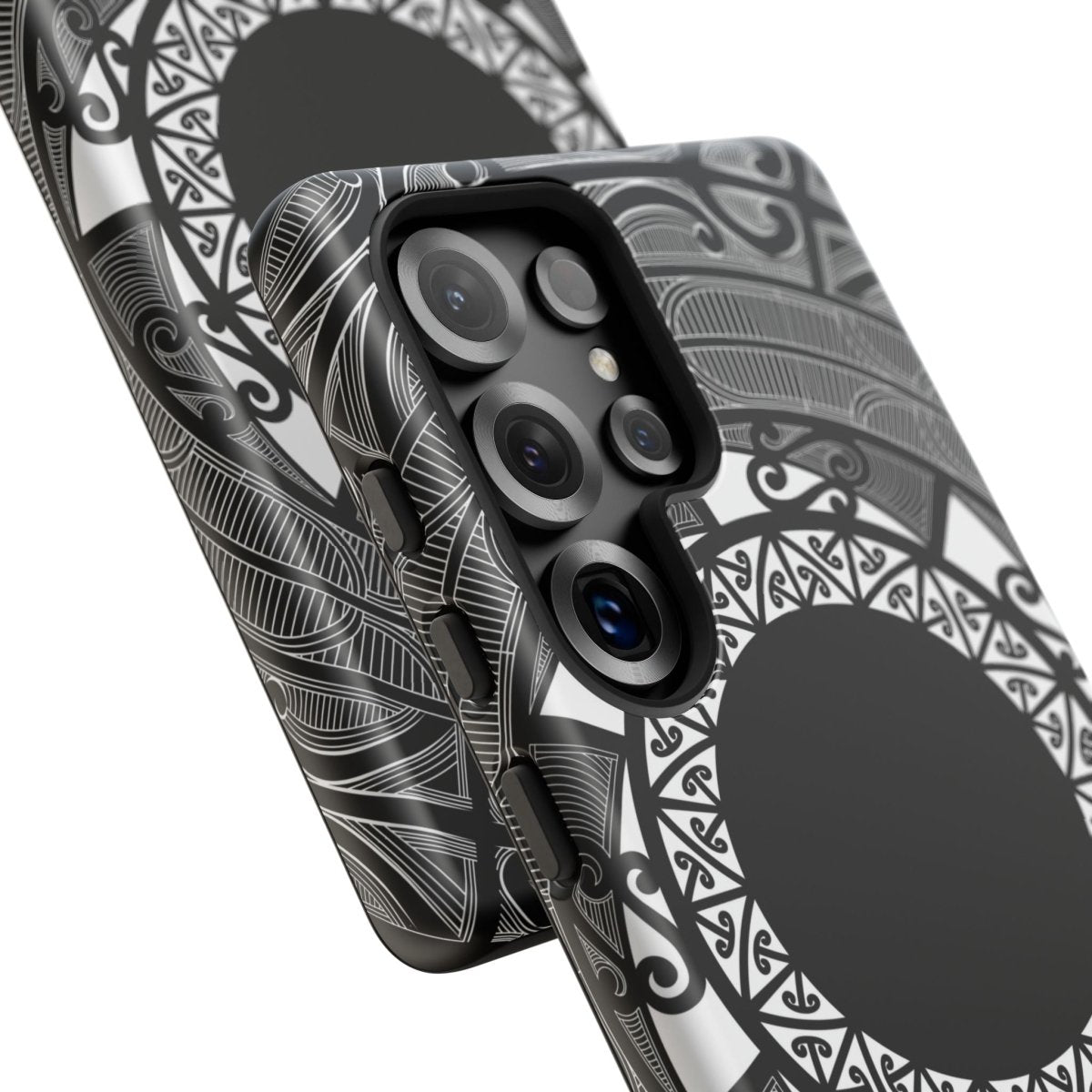 Printify Māori Tough Phone Case featuring traditional Koko Samoa design on durable protective cover for smartphones.