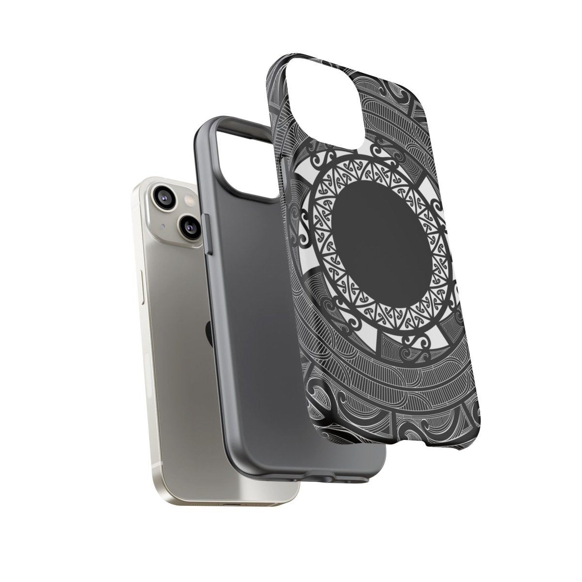 Durable Māori design phone case by Printify, fits AU/NZ/USA models, featuring traditional Māori artwork on a protective cover.